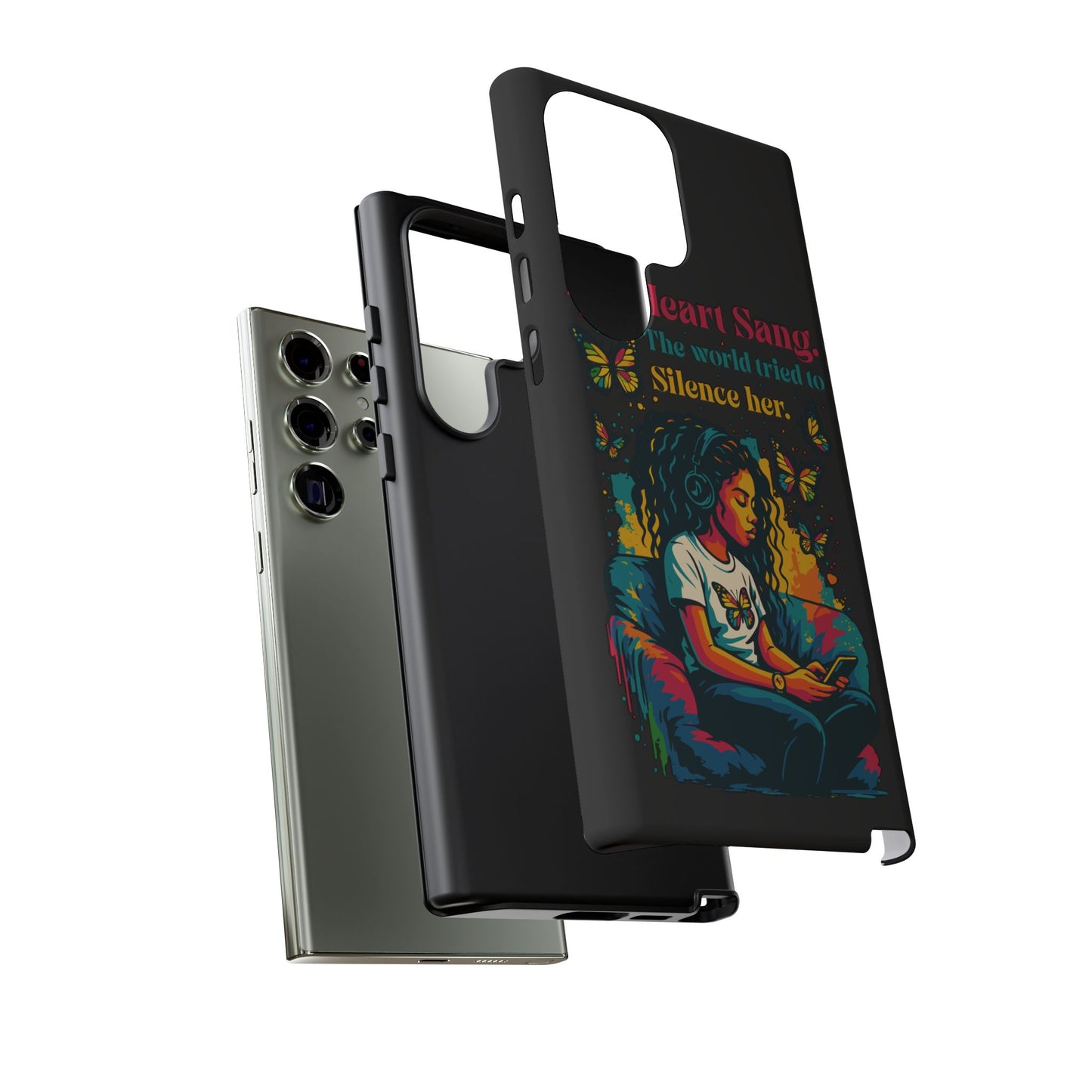Her Heart Sang Phone Case — Artistic Empowerment Quote Cover, Motivational Gift for Women, Protective iPhone, Samsung, & Google Case