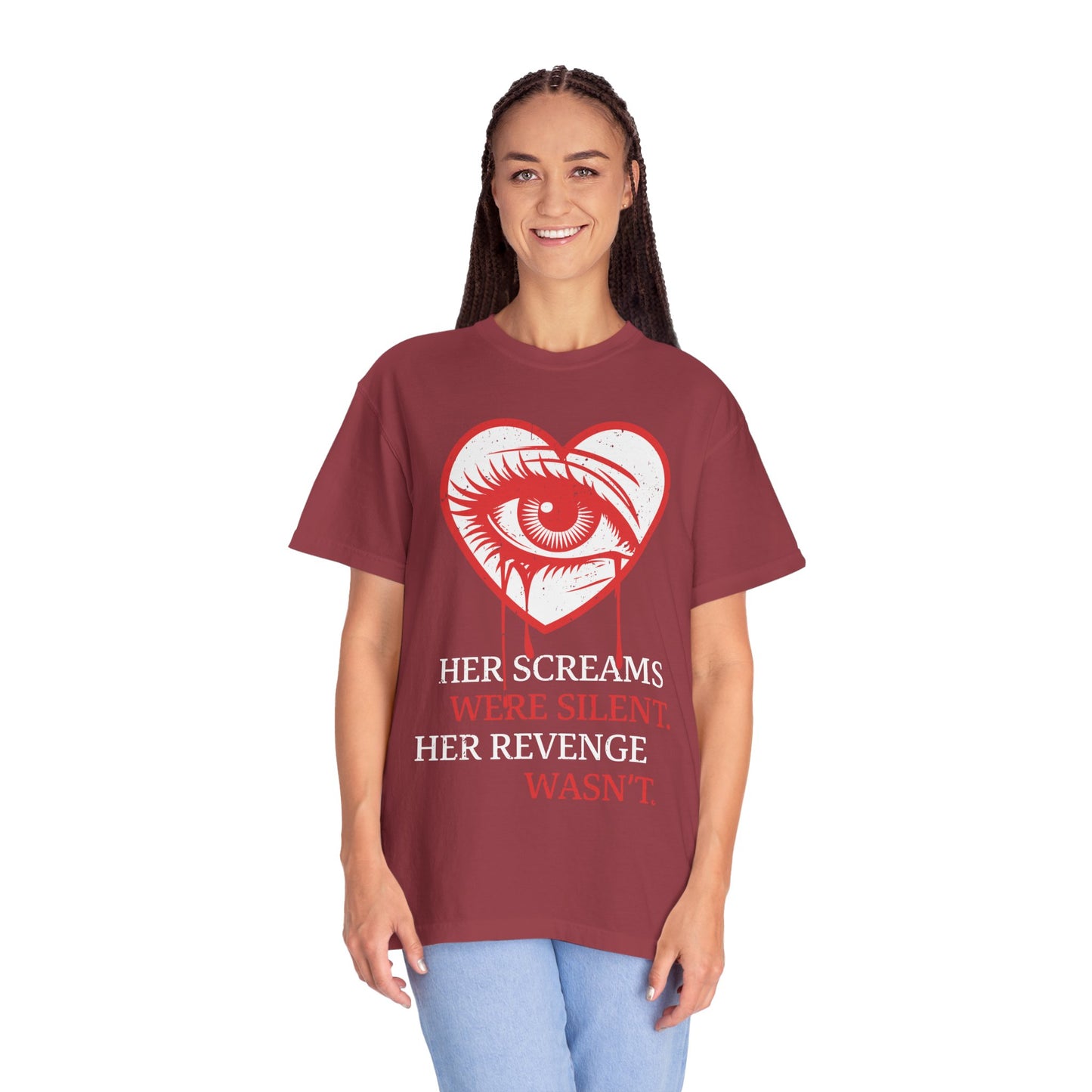 Her Screams Were Silent, Her Revenge Wasn't T-Shirt - Dark Feminine Power Unisex Graphic Tee, Bold Revenge Quote Shirt