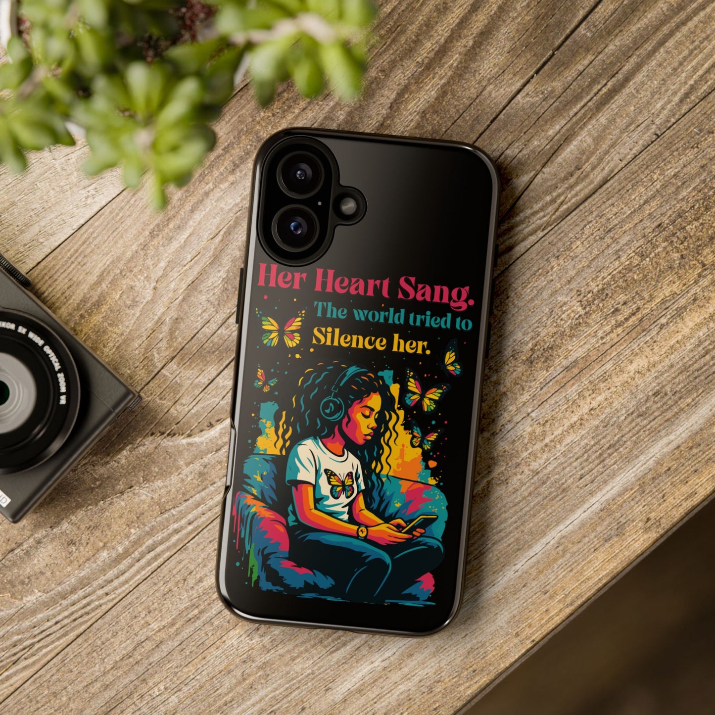Her Heart Sang Phone Case — Artistic Empowerment Quote Cover, Motivational Gift for Women, Protective iPhone, Samsung, & Google Case