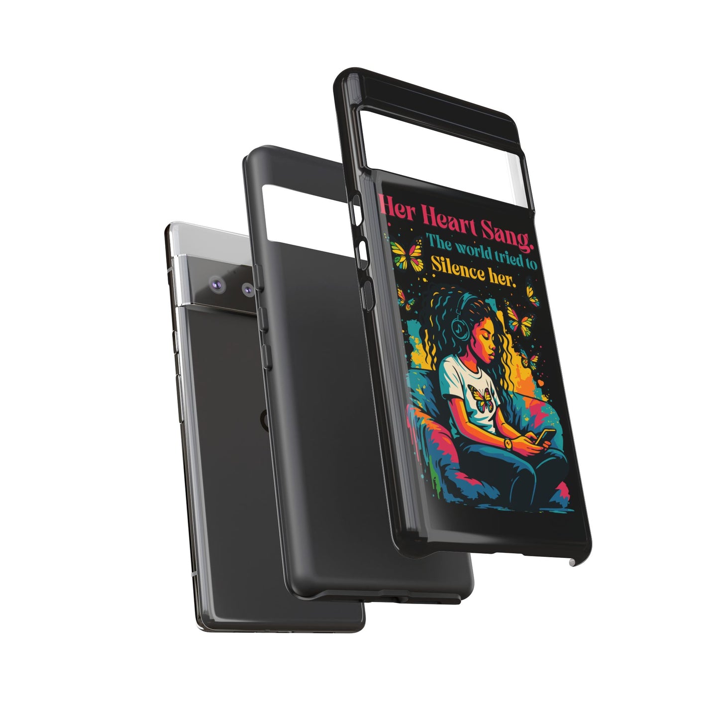 Her Heart Sang Phone Case — Artistic Empowerment Quote Cover, Motivational Gift for Women, Protective iPhone, Samsung, & Google Case