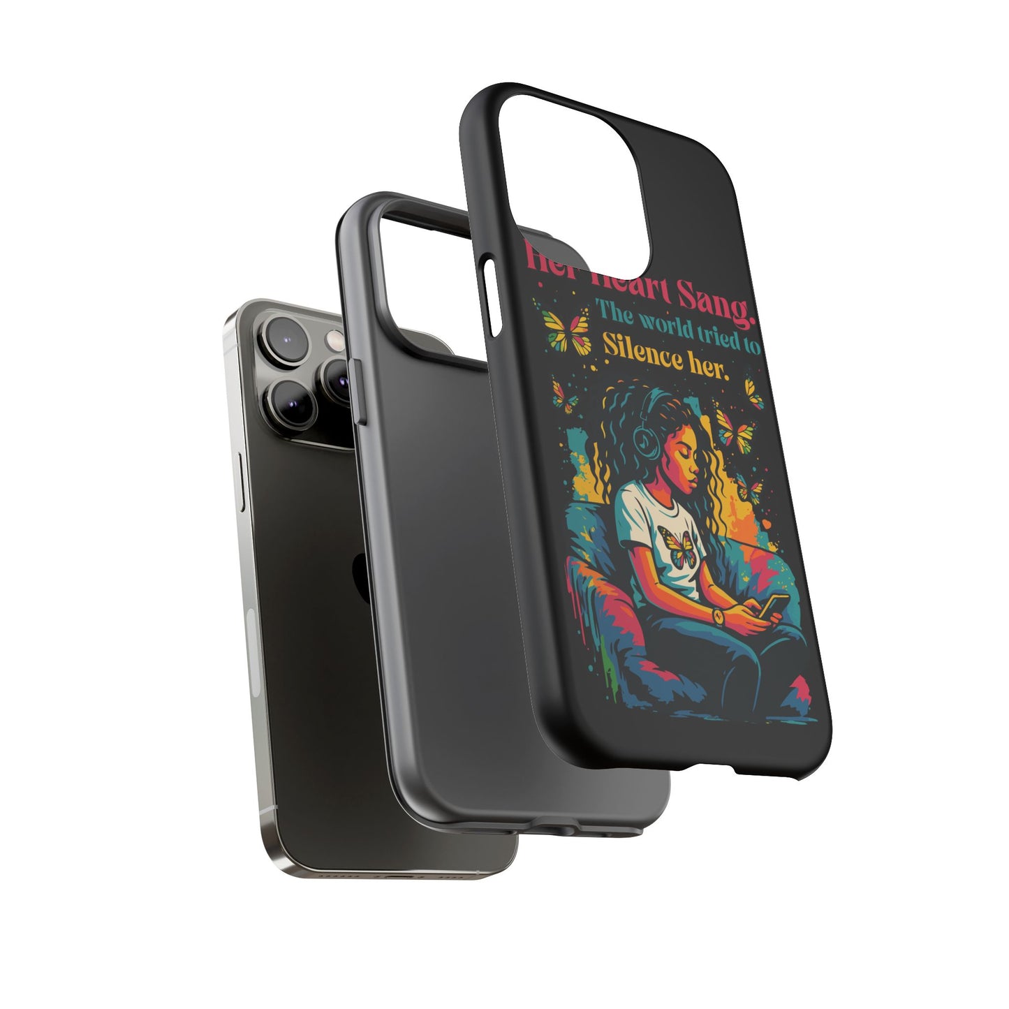 Her Heart Sang Phone Case — Artistic Empowerment Quote Cover, Motivational Gift for Women, Protective iPhone, Samsung, & Google Case
