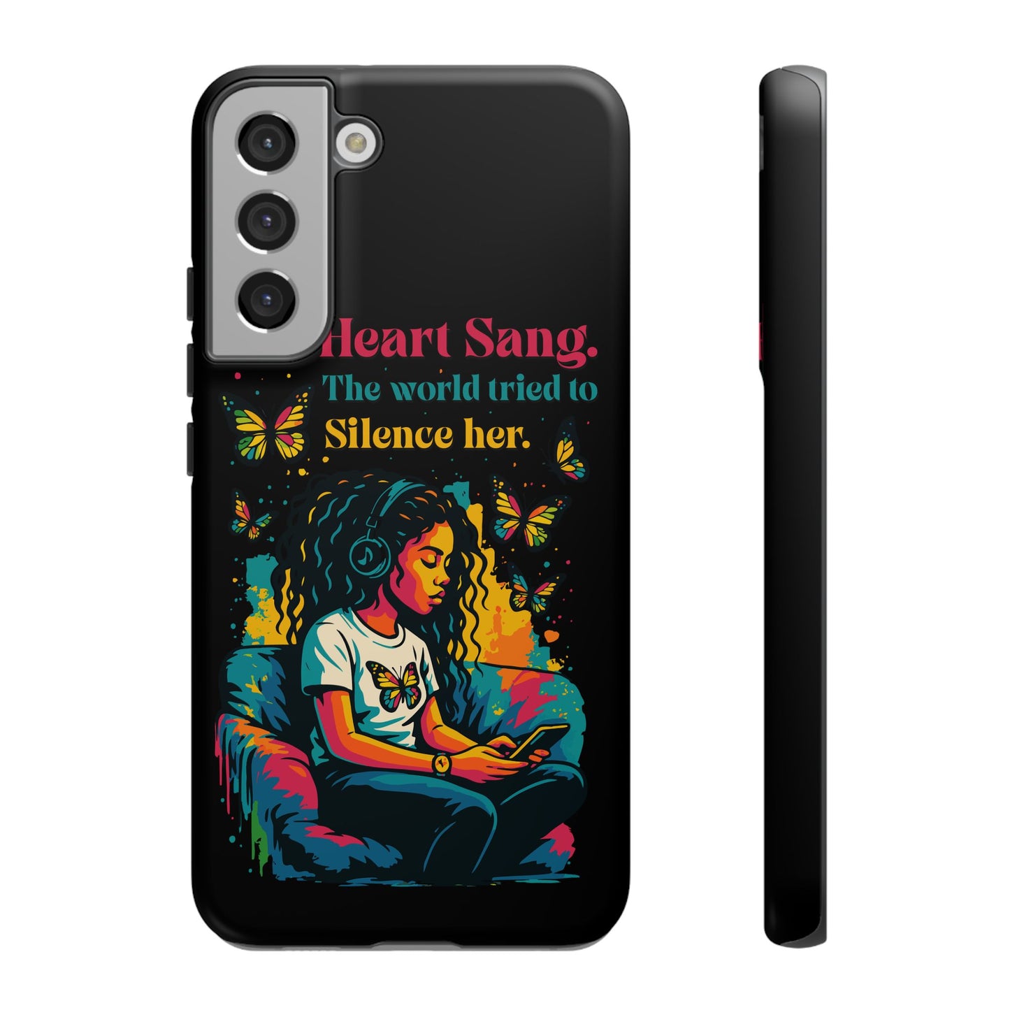 Her Heart Sang Phone Case — Artistic Empowerment Quote Cover, Motivational Gift for Women, Protective iPhone, Samsung, & Google Case
