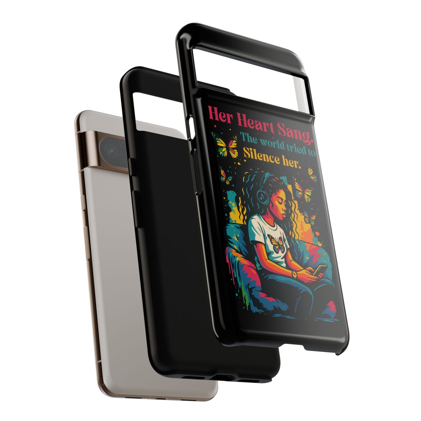 Her Heart Sang Phone Case — Artistic Empowerment Quote Cover, Motivational Gift for Women, Protective iPhone, Samsung, & Google Case