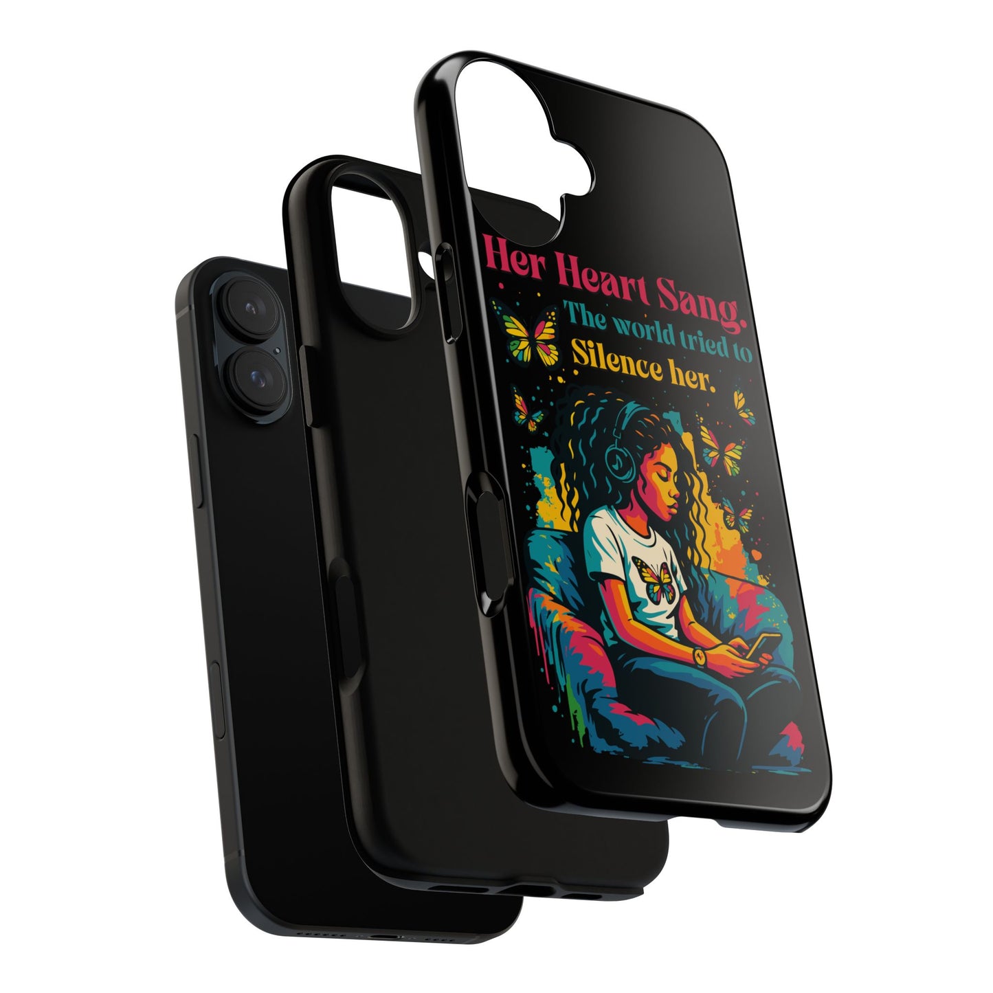 Her Heart Sang Phone Case — Artistic Empowerment Quote Cover, Motivational Gift for Women, Protective iPhone, Samsung, & Google Case