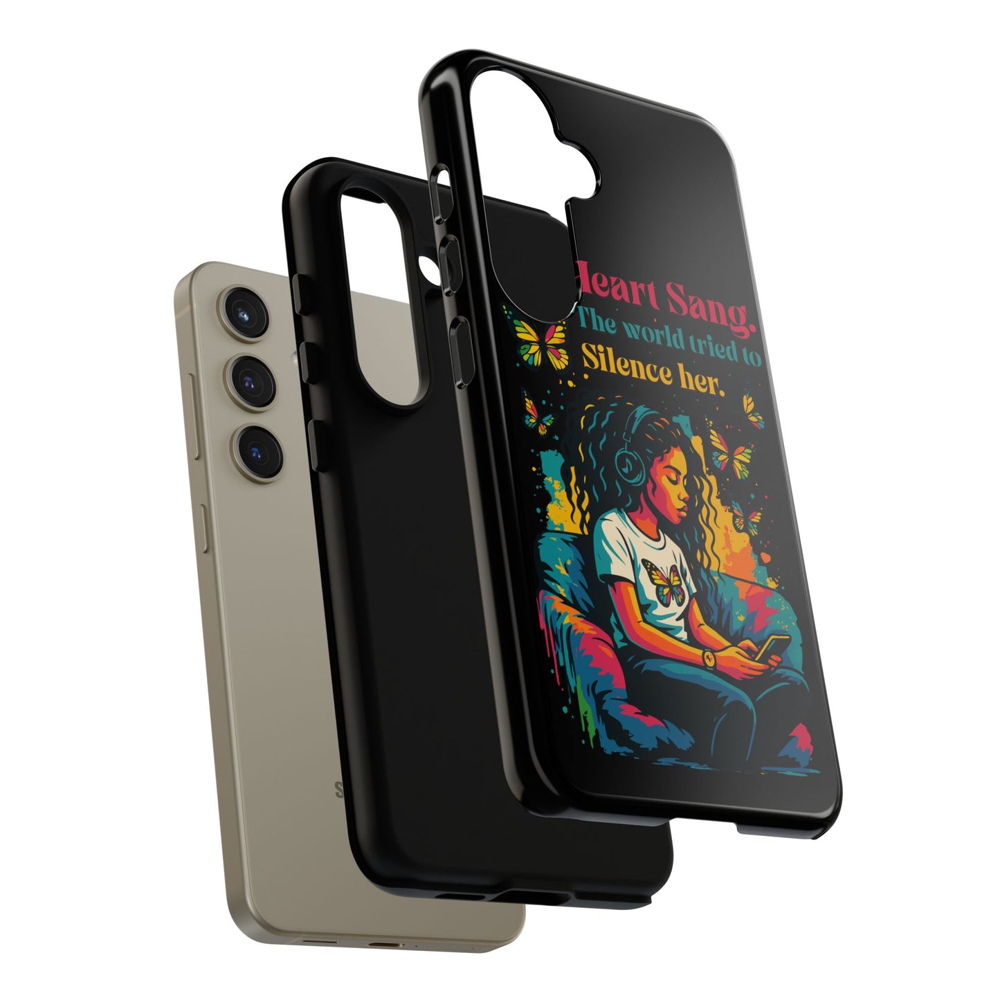 Her Heart Sang Phone Case — Artistic Empowerment Quote Cover, Motivational Gift for Women, Protective iPhone, Samsung, & Google Case