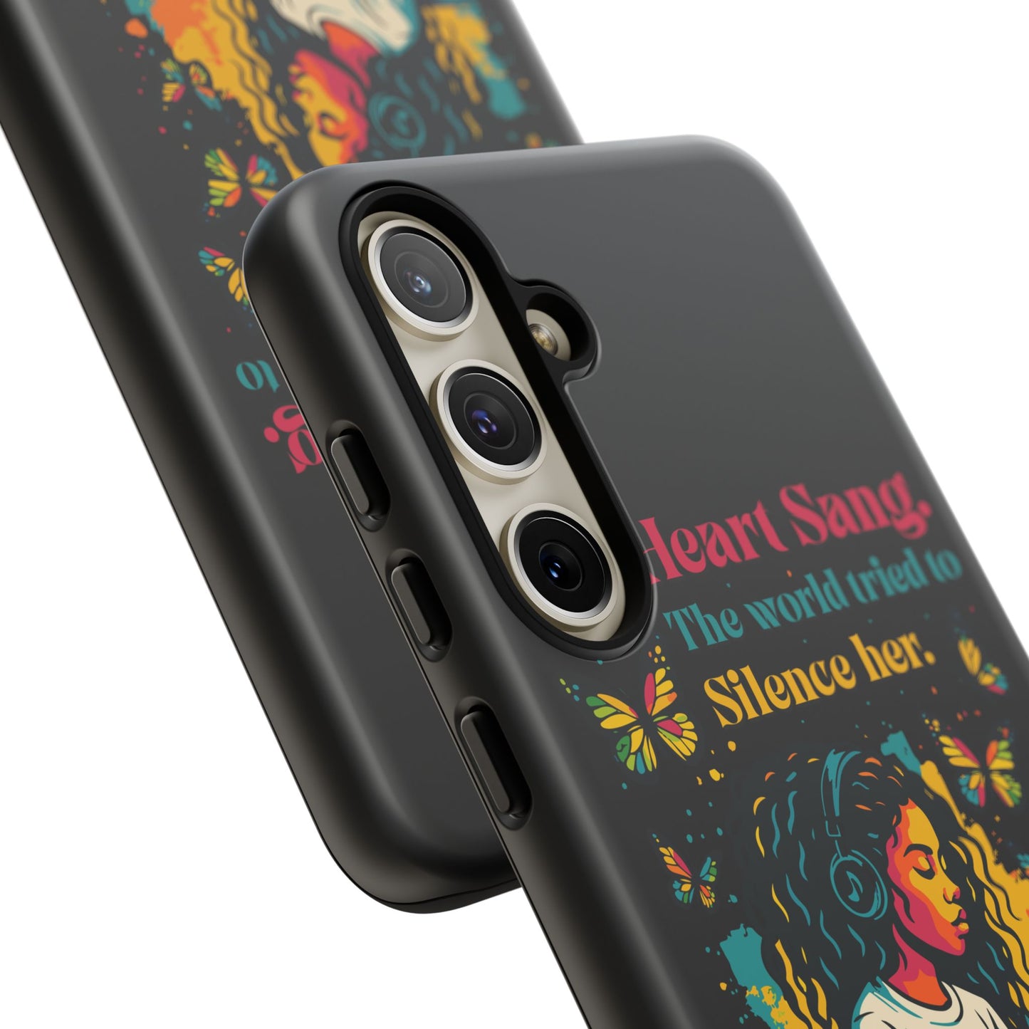 Her Heart Sang Phone Case — Artistic Empowerment Quote Cover, Motivational Gift for Women, Protective iPhone, Samsung, & Google Case