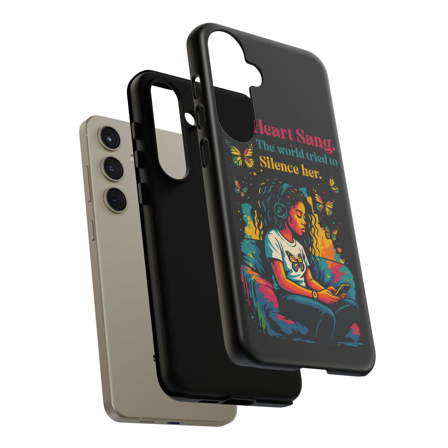 Her Heart Sang Phone Case — Artistic Empowerment Quote Cover, Motivational Gift for Women, Protective iPhone, Samsung, & Google Case