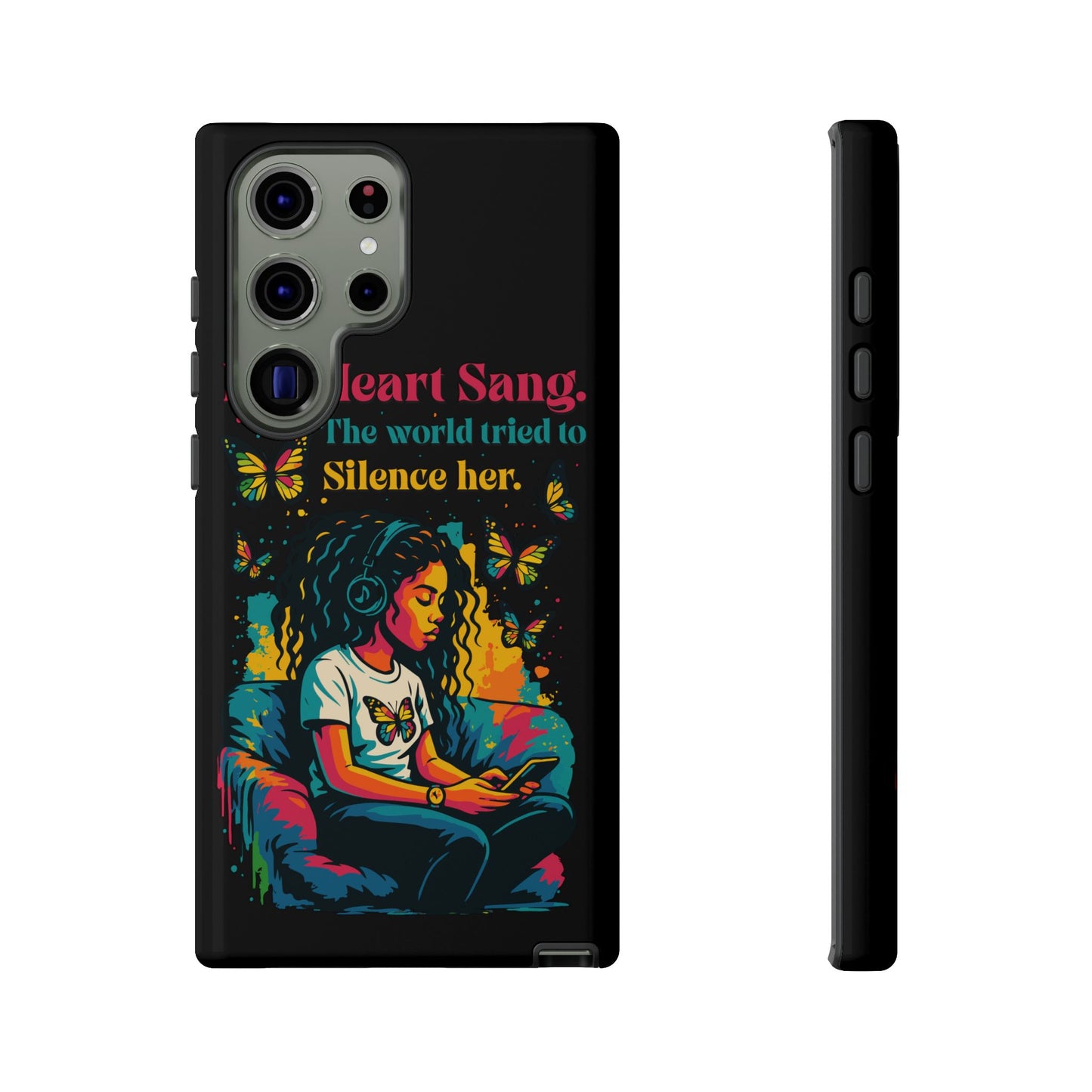Her Heart Sang Phone Case — Artistic Empowerment Quote Cover, Motivational Gift for Women, Protective iPhone, Samsung, & Google Case