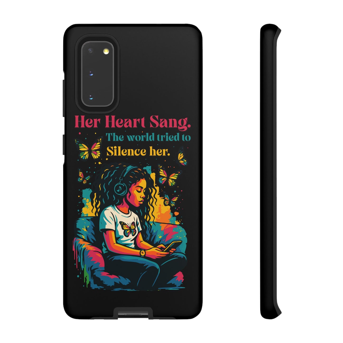 Her Heart Sang Phone Case — Artistic Empowerment Quote Cover, Motivational Gift for Women, Protective iPhone, Samsung, & Google Case