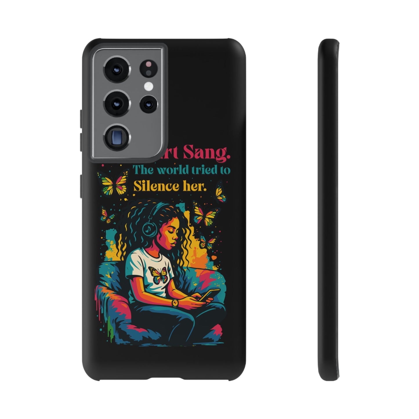 Her Heart Sang Phone Case — Artistic Empowerment Quote Cover, Motivational Gift for Women, Protective iPhone, Samsung, & Google Case