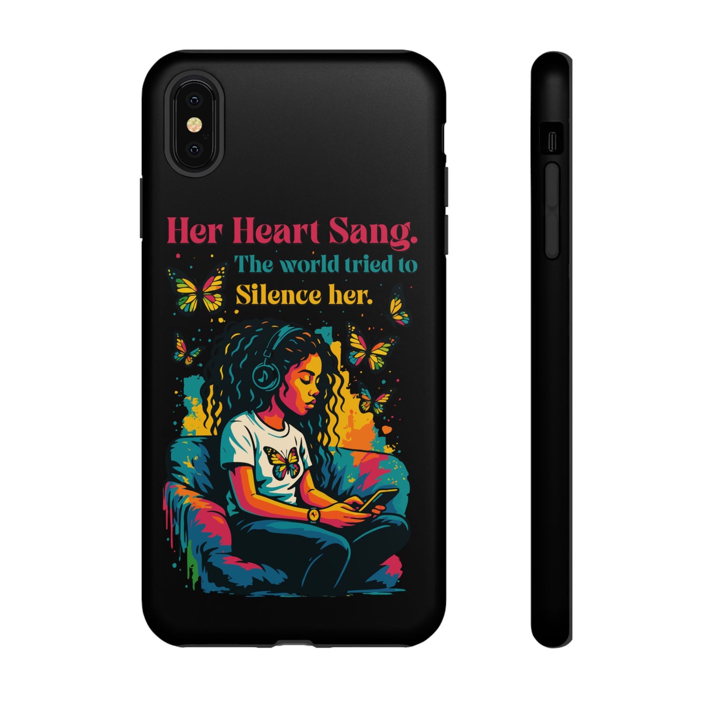 Her Heart Sang Phone Case — Artistic Empowerment Quote Cover, Motivational Gift for Women, Protective iPhone, Samsung, & Google Case
