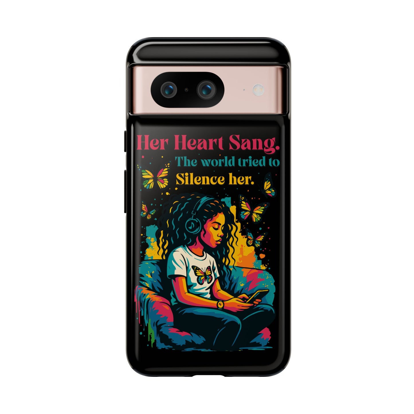 Her Heart Sang Phone Case — Artistic Empowerment Quote Cover, Motivational Gift for Women, Protective iPhone, Samsung, & Google Case