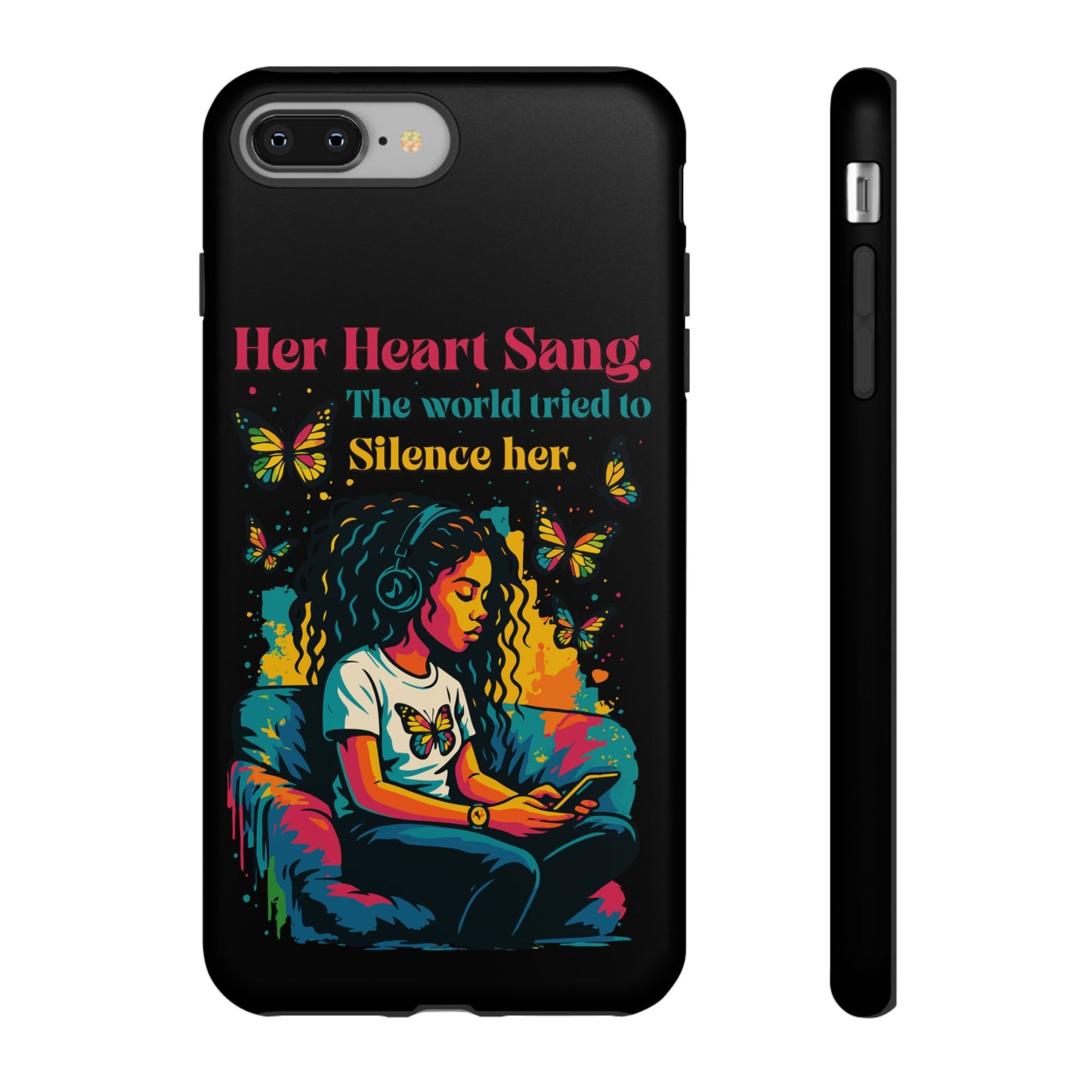 Her Heart Sang Phone Case — Artistic Empowerment Quote Cover, Motivational Gift for Women, Protective iPhone, Samsung, & Google Case