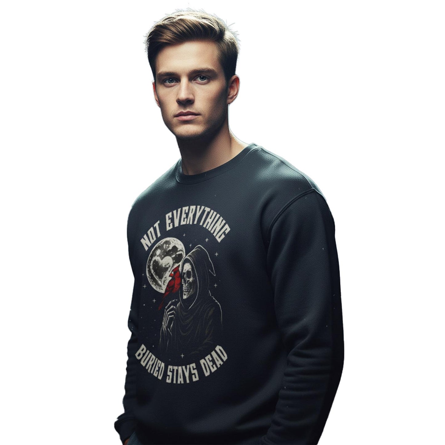 Not Everything Buried Stays Dead Unisex Lightweight Crewneck Sweatshirt — Dark Thriller-Inspired Statement Apparel