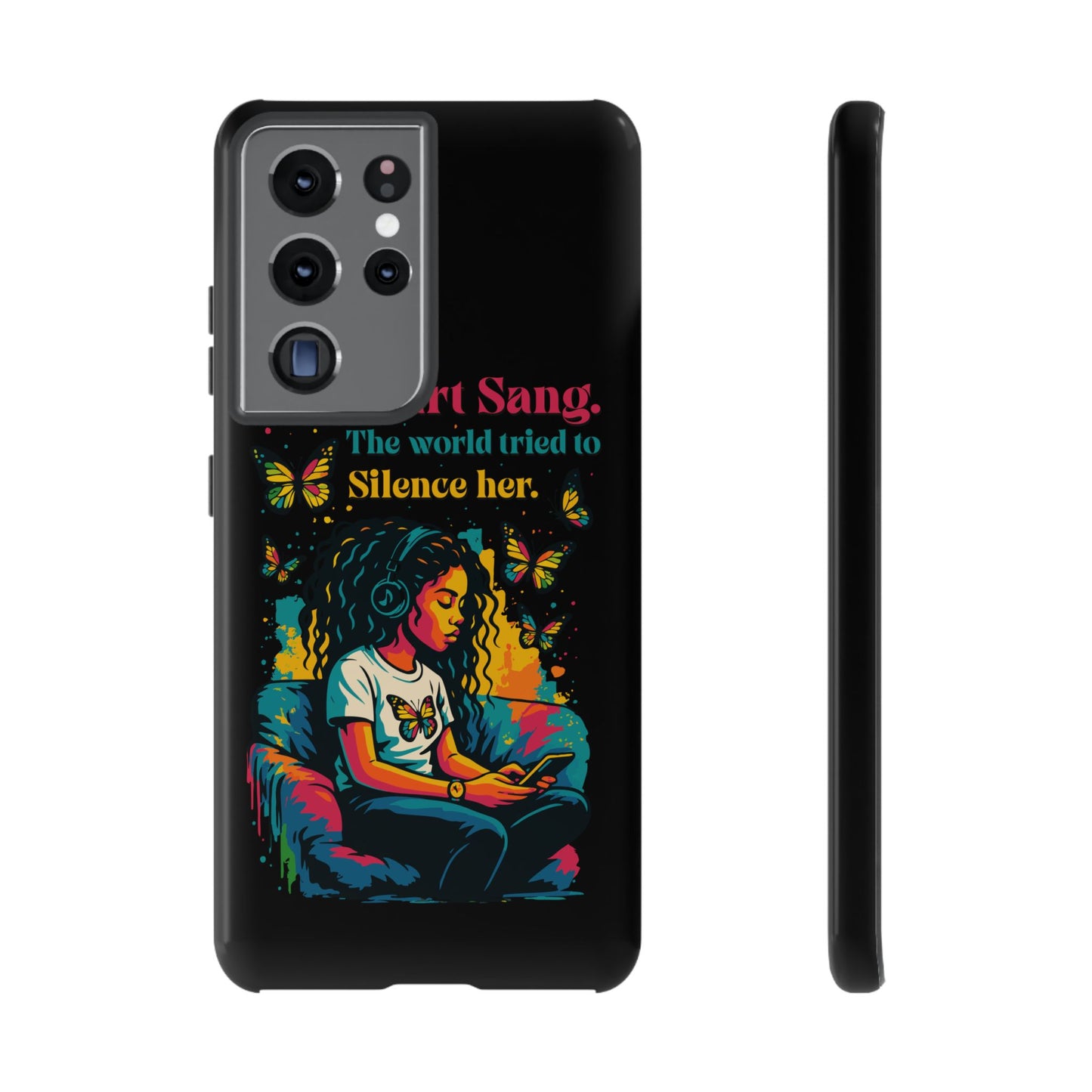 Her Heart Sang Phone Case — Artistic Empowerment Quote Cover, Motivational Gift for Women, Protective iPhone, Samsung, & Google Case