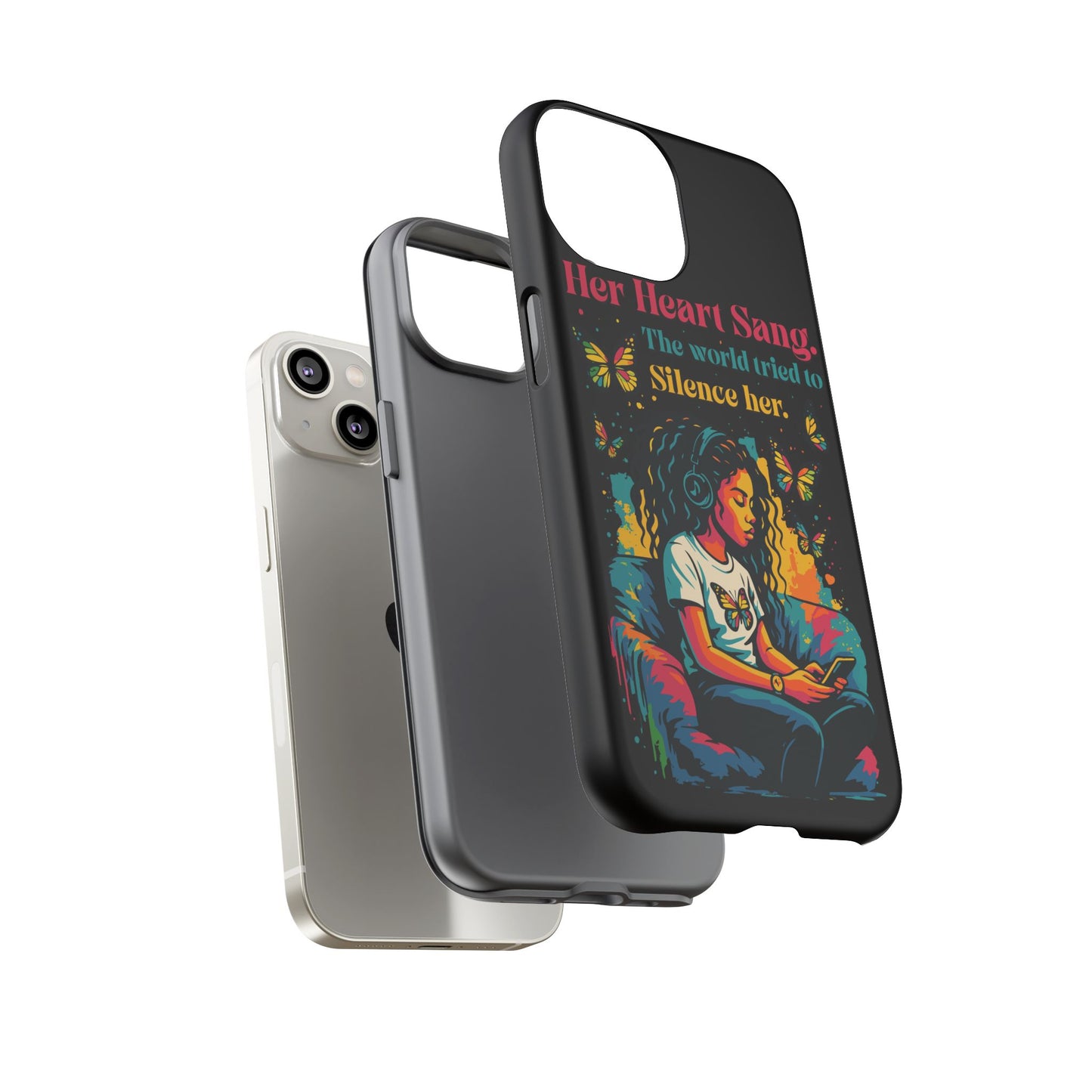 Her Heart Sang Phone Case — Artistic Empowerment Quote Cover, Motivational Gift for Women, Protective iPhone, Samsung, & Google Case