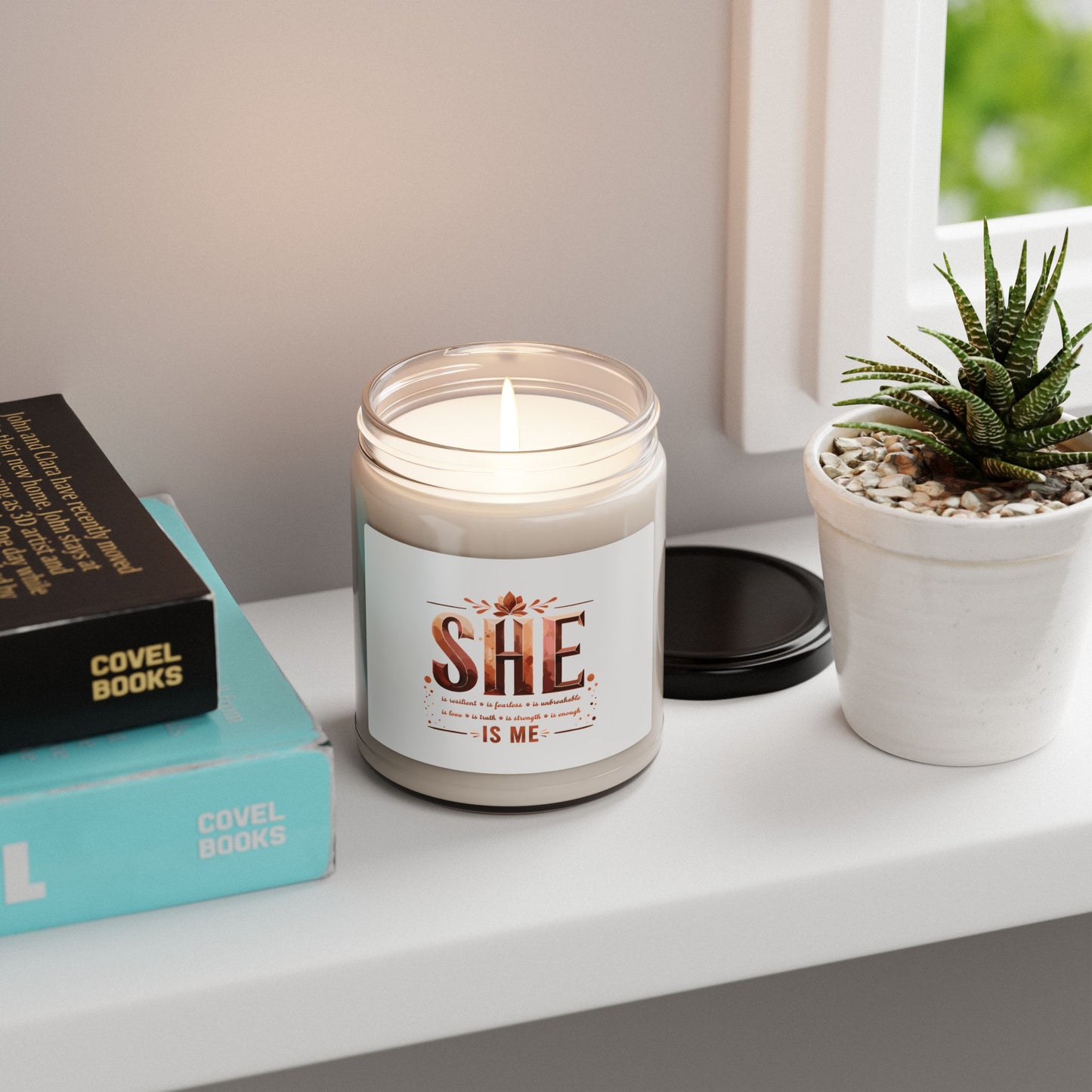 She Is Me Scented Soy Candle — Inspirational Empowerment Gift, Self-Care Candle, Motivational Décor, 9oz Jar