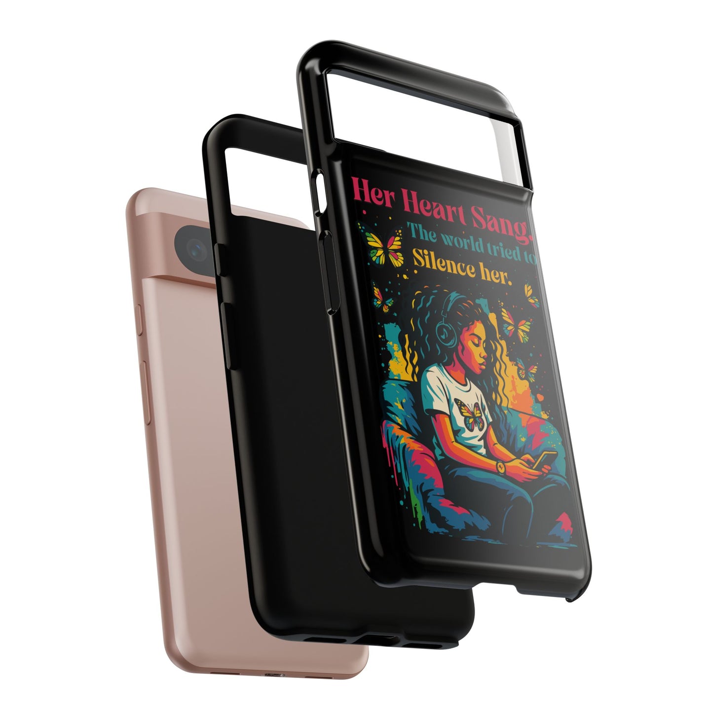 Her Heart Sang Phone Case — Artistic Empowerment Quote Cover, Motivational Gift for Women, Protective iPhone, Samsung, & Google Case