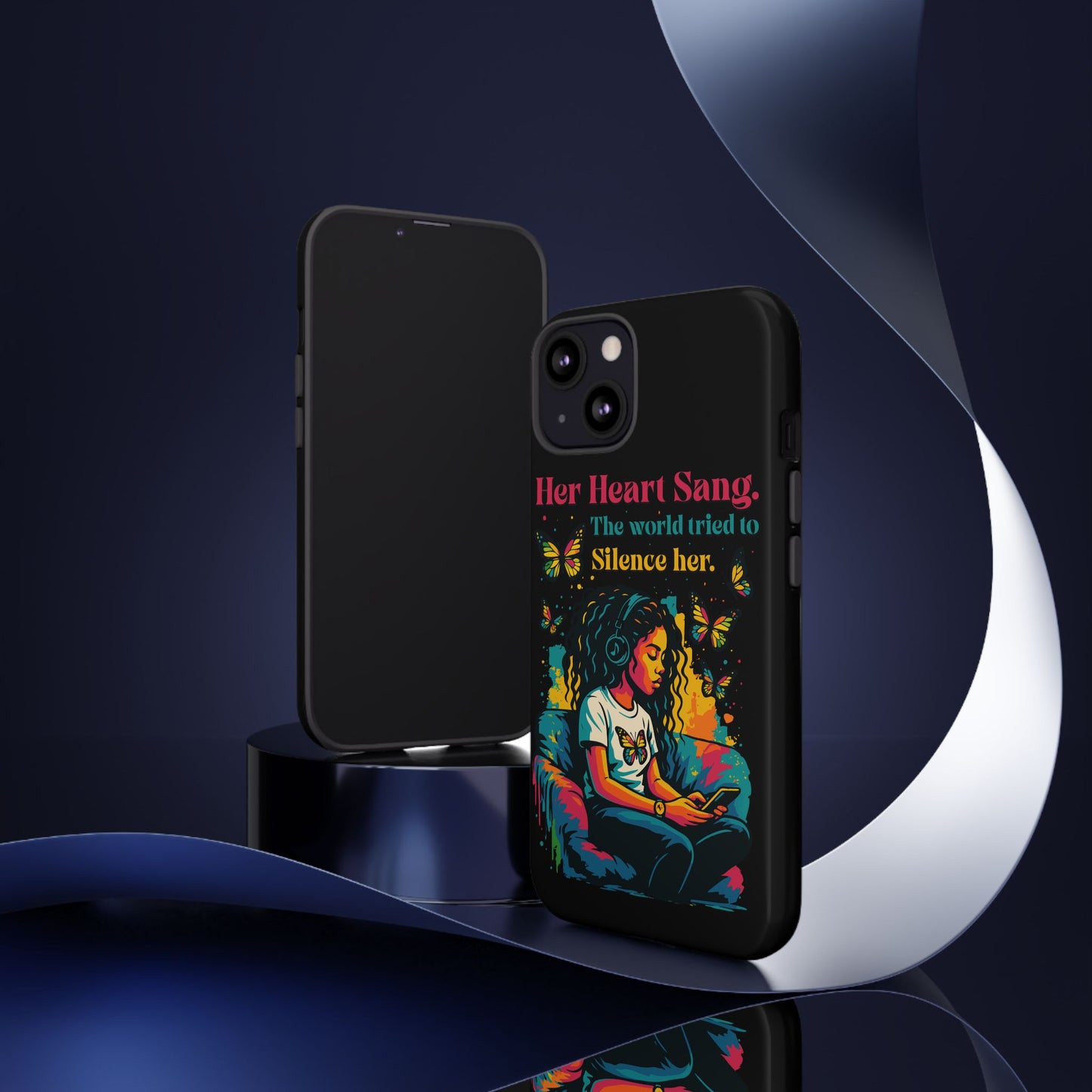 Her Heart Sang Phone Case — Artistic Empowerment Quote Cover, Motivational Gift for Women, Protective iPhone, Samsung, & Google Case