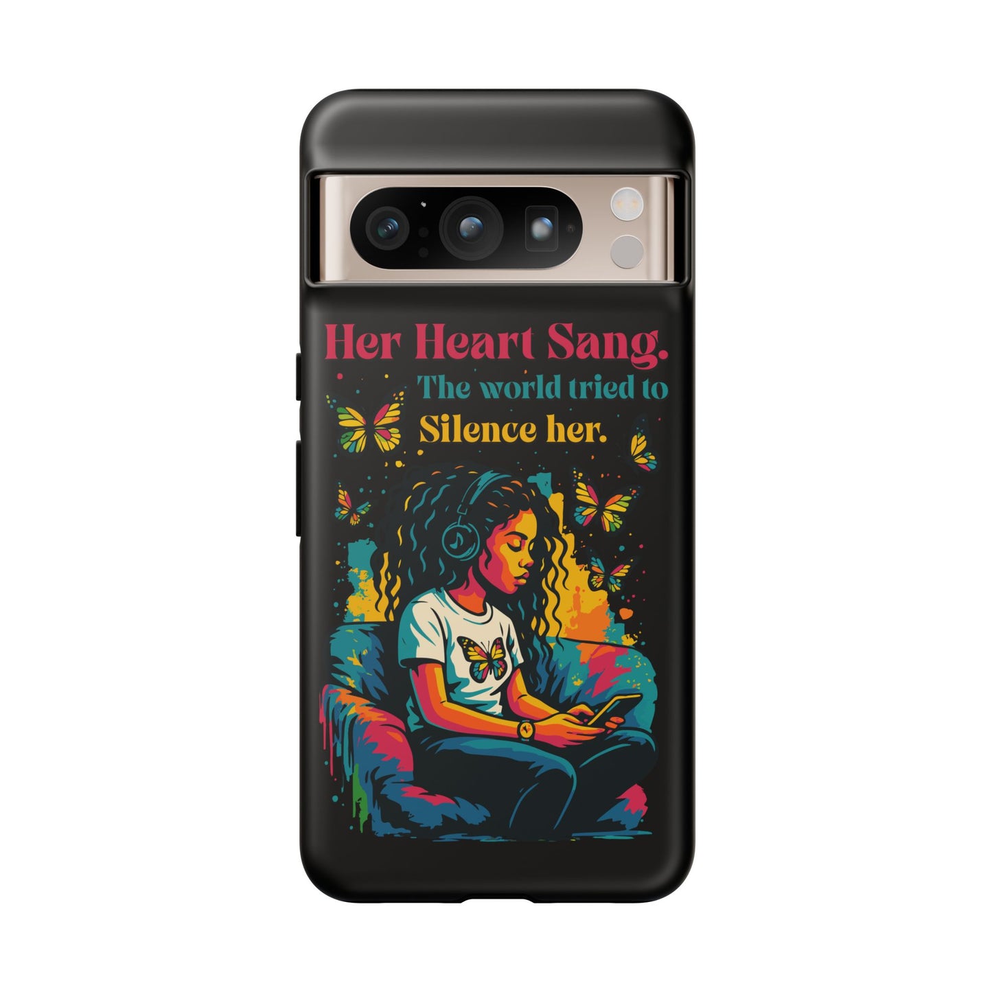 Her Heart Sang Phone Case — Artistic Empowerment Quote Cover, Motivational Gift for Women, Protective iPhone, Samsung, & Google Case