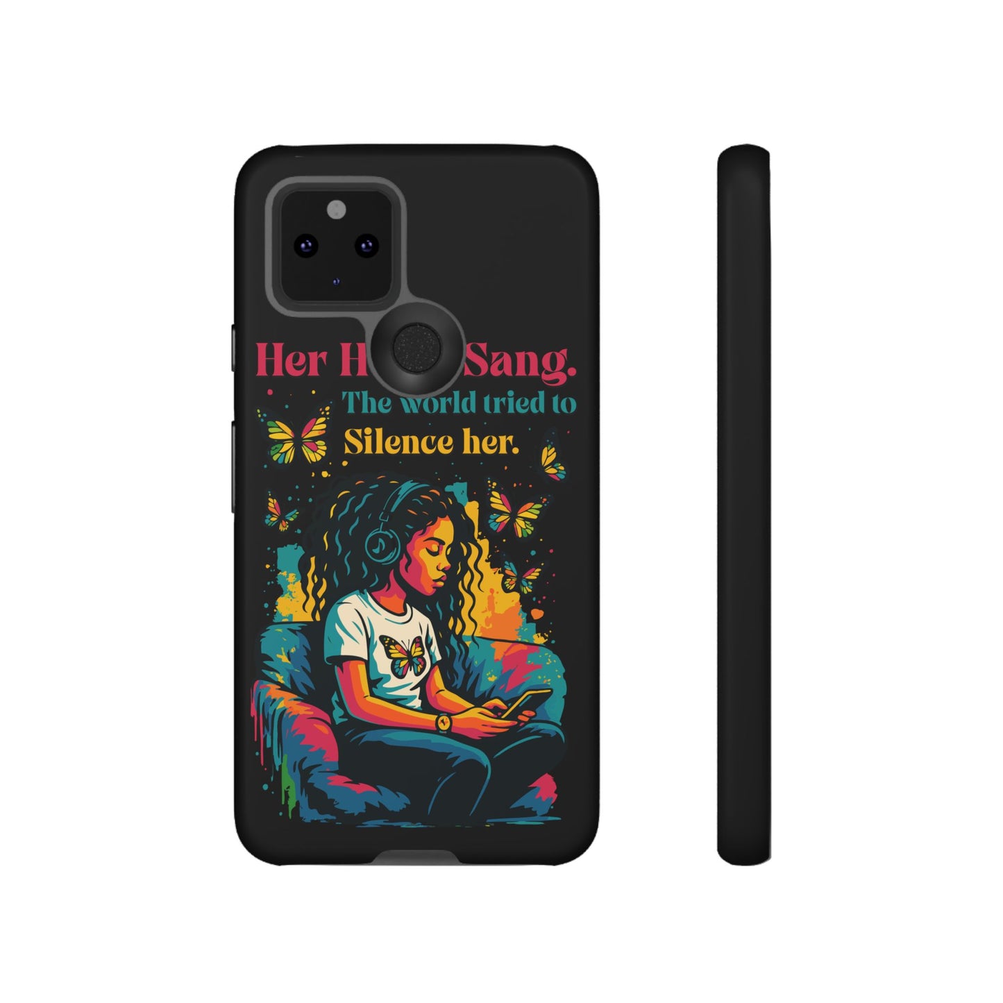 Her Heart Sang Phone Case — Artistic Empowerment Quote Cover, Motivational Gift for Women, Protective iPhone, Samsung, & Google Case