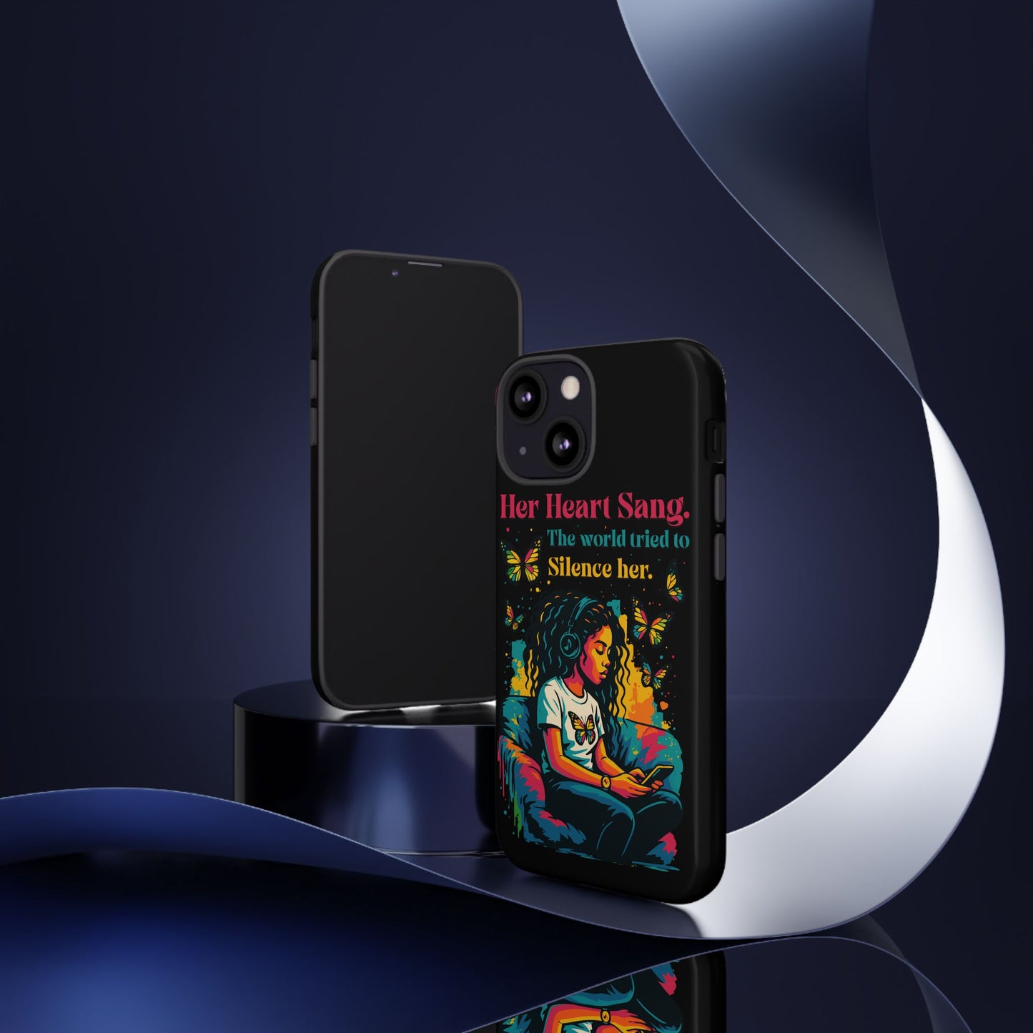 Her Heart Sang Phone Case — Artistic Empowerment Quote Cover, Motivational Gift for Women, Protective iPhone, Samsung, & Google Case