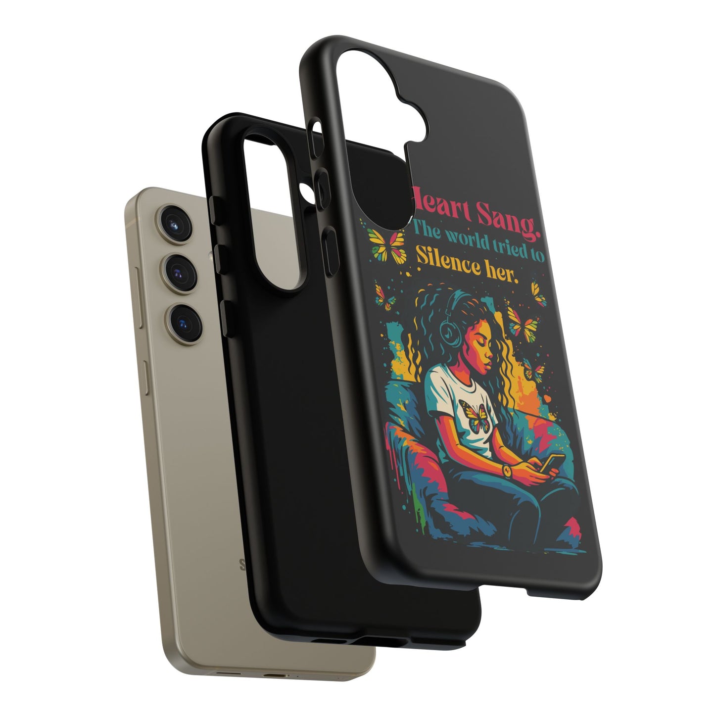 Her Heart Sang Phone Case — Artistic Empowerment Quote Cover, Motivational Gift for Women, Protective iPhone, Samsung, & Google Case