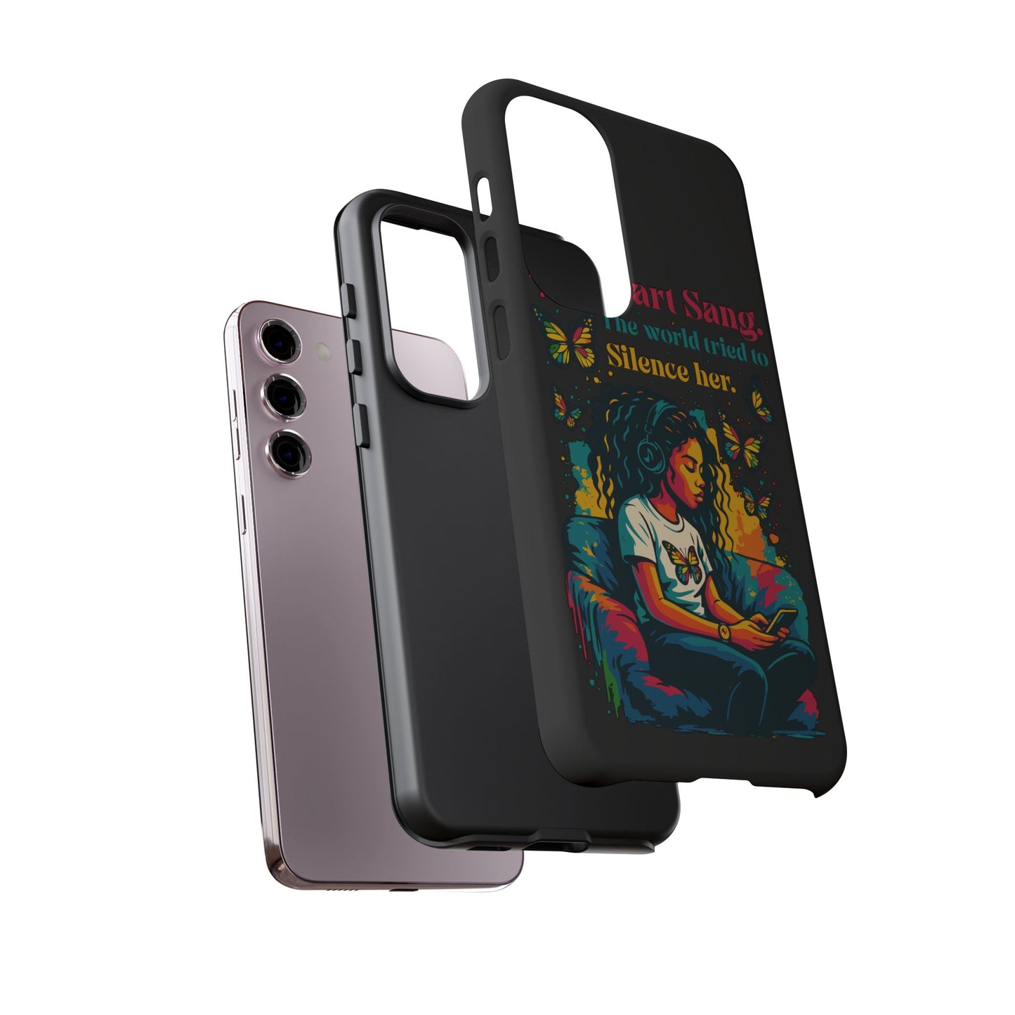 Her Heart Sang Phone Case — Artistic Empowerment Quote Cover, Motivational Gift for Women, Protective iPhone, Samsung, & Google Case