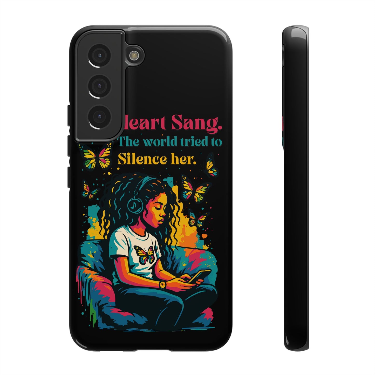 Her Heart Sang Phone Case — Artistic Empowerment Quote Cover, Motivational Gift for Women, Protective iPhone, Samsung, & Google Case