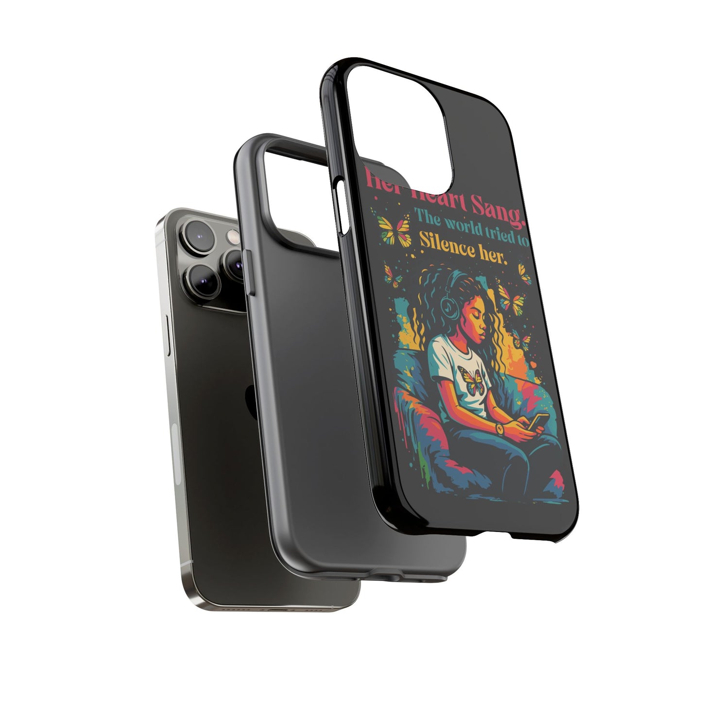 Her Heart Sang Phone Case — Artistic Empowerment Quote Cover, Motivational Gift for Women, Protective iPhone, Samsung, & Google Case