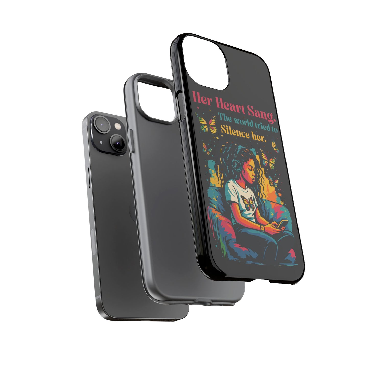Her Heart Sang Phone Case — Artistic Empowerment Quote Cover, Motivational Gift for Women, Protective iPhone, Samsung, & Google Case