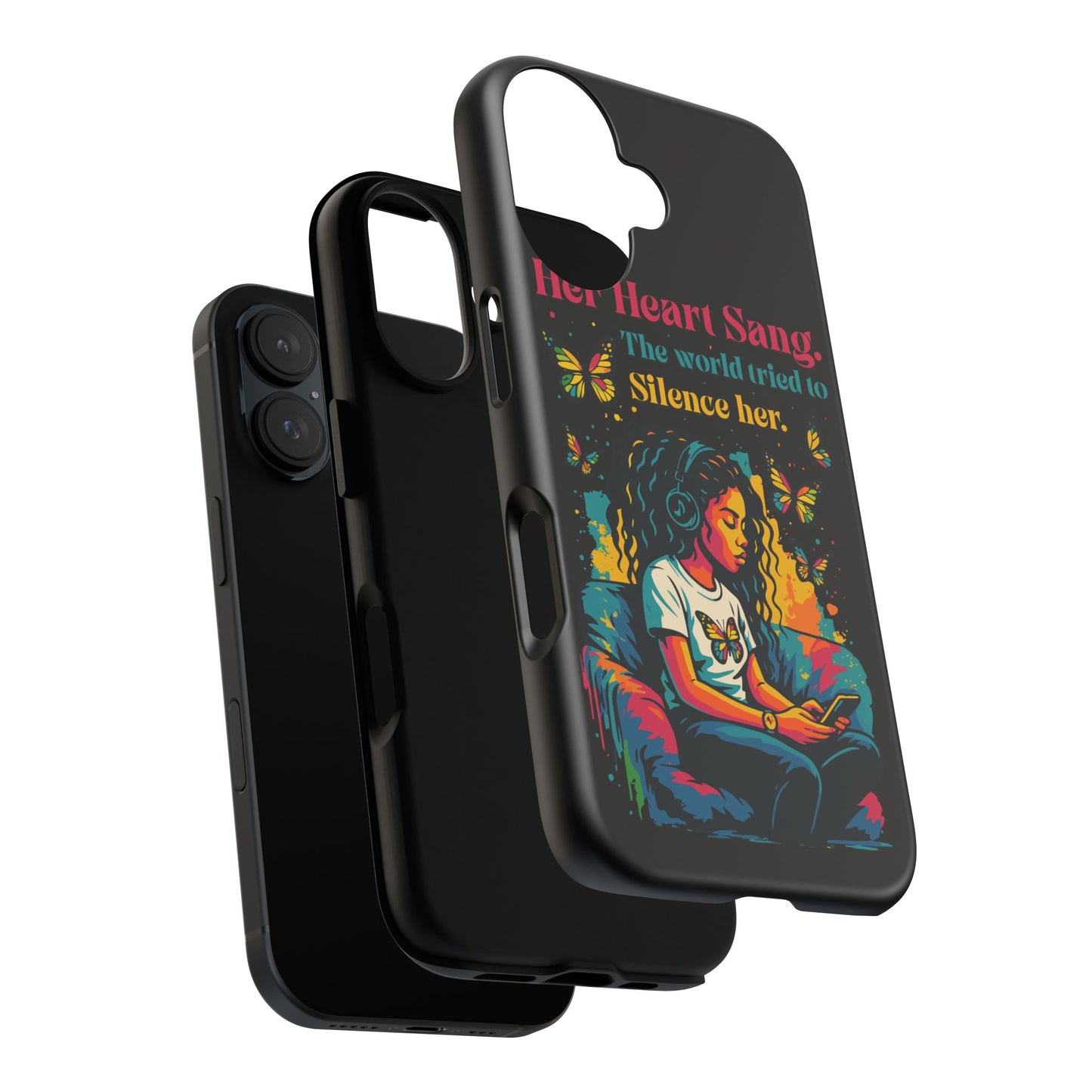 Her Heart Sang Phone Case — Artistic Empowerment Quote Cover, Motivational Gift for Women, Protective iPhone, Samsung, & Google Case