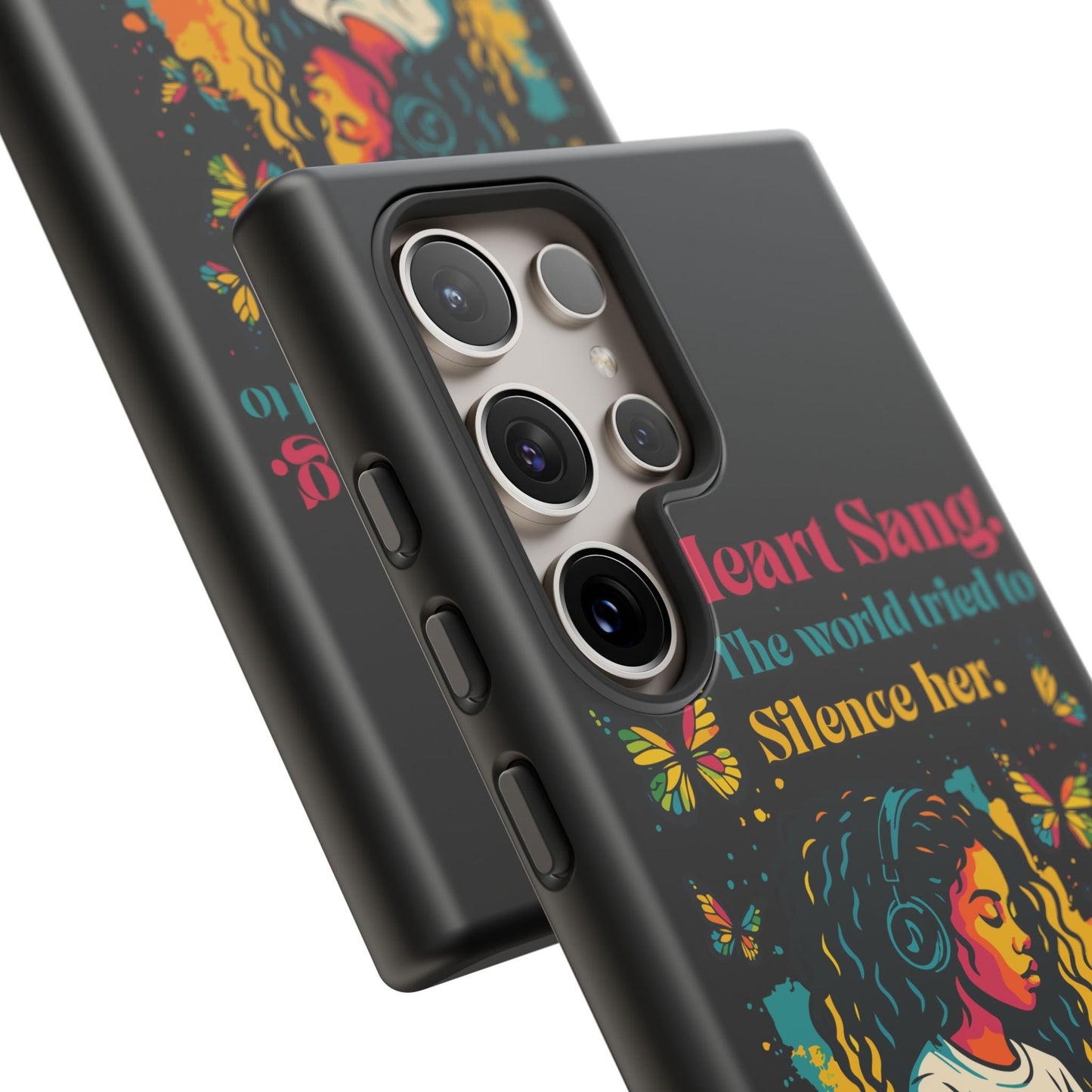 Her Heart Sang Phone Case — Artistic Empowerment Quote Cover, Motivational Gift for Women, Protective iPhone, Samsung, & Google Case
