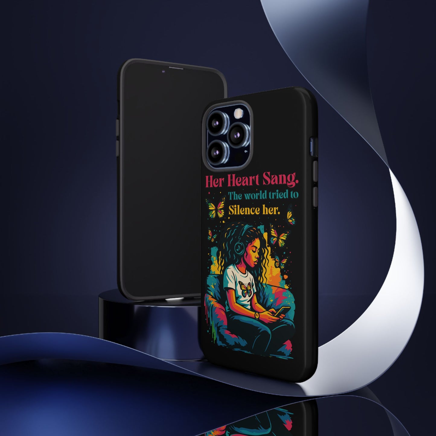 Her Heart Sang Phone Case — Artistic Empowerment Quote Cover, Motivational Gift for Women, Protective iPhone, Samsung, & Google Case