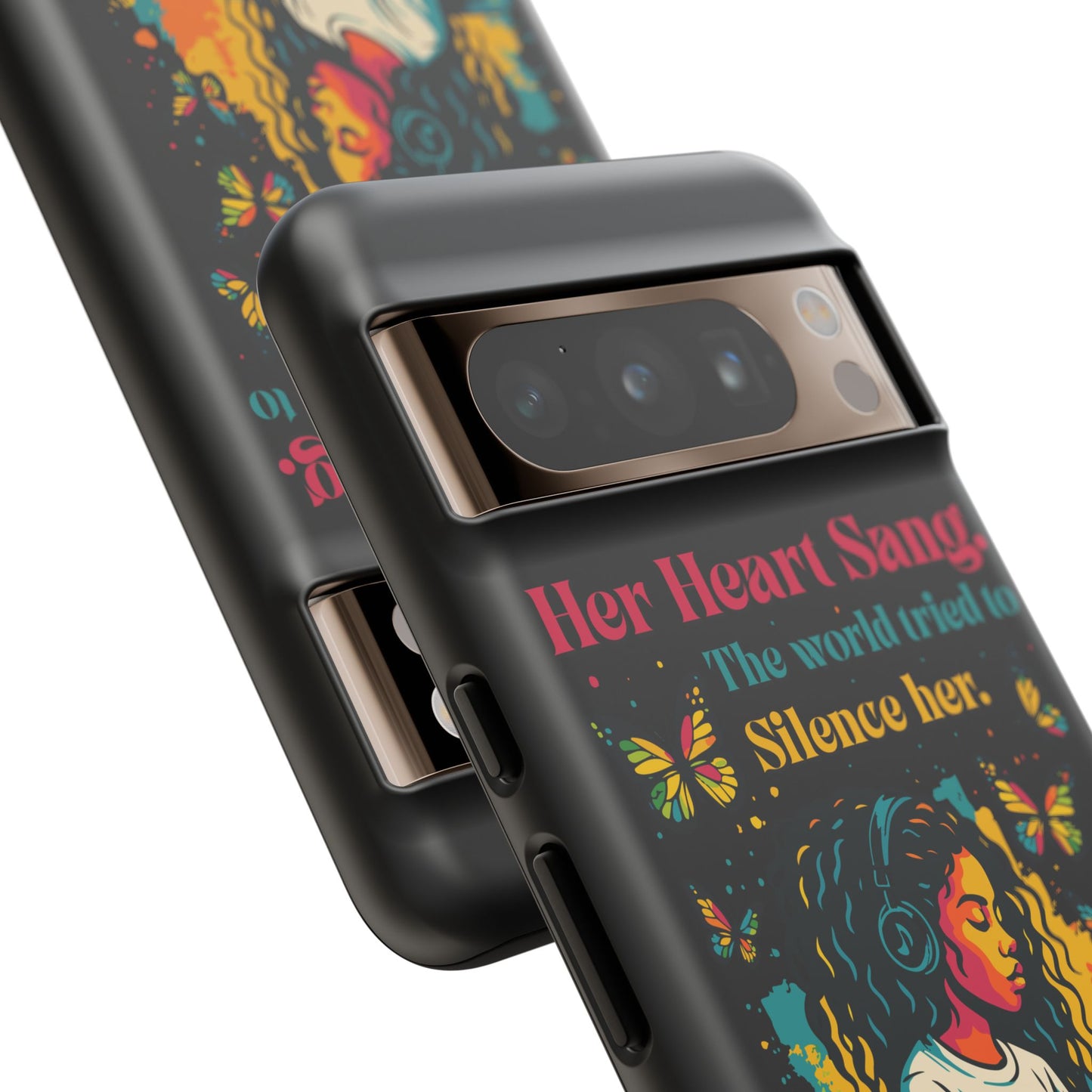 Her Heart Sang Phone Case — Artistic Empowerment Quote Cover, Motivational Gift for Women, Protective iPhone, Samsung, & Google Case