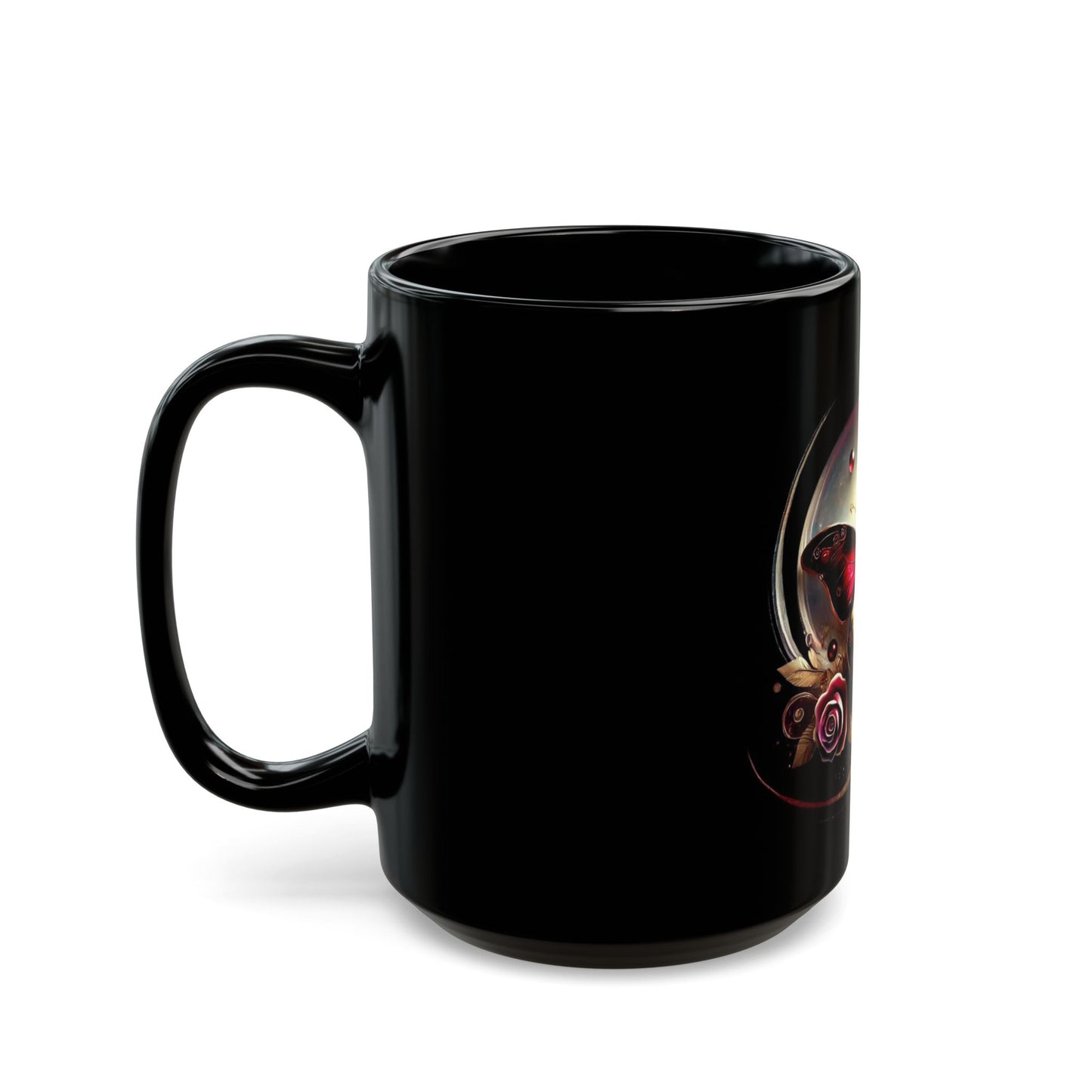 Black Colorful Butterfly Mug — 11oz & 15oz Ceramic Inspirational Coffee Cup