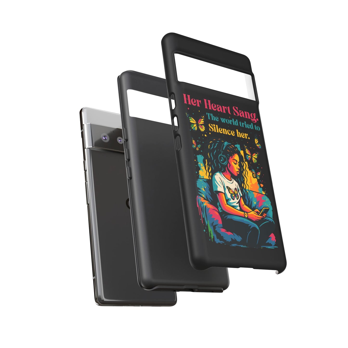 Her Heart Sang Phone Case — Artistic Empowerment Quote Cover, Motivational Gift for Women, Protective iPhone, Samsung, & Google Case