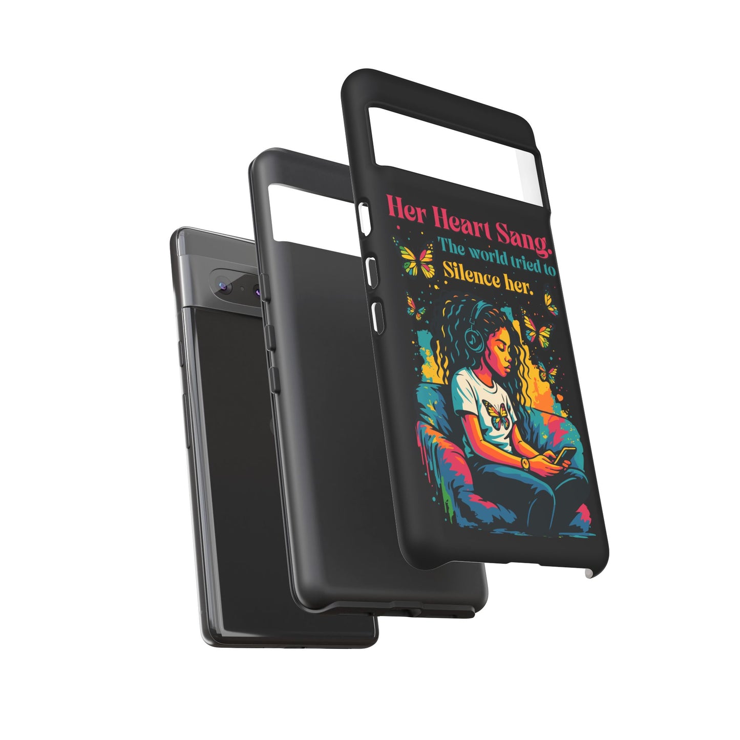 Her Heart Sang Phone Case — Artistic Empowerment Quote Cover, Motivational Gift for Women, Protective iPhone, Samsung, & Google Case