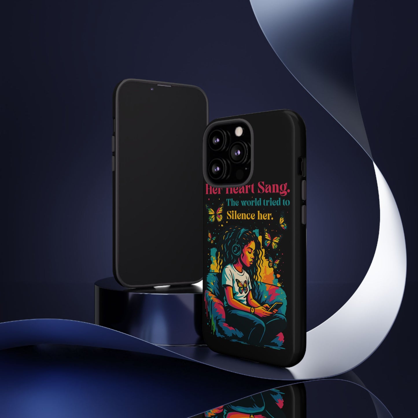 Her Heart Sang Phone Case — Artistic Empowerment Quote Cover, Motivational Gift for Women, Protective iPhone, Samsung, & Google Case