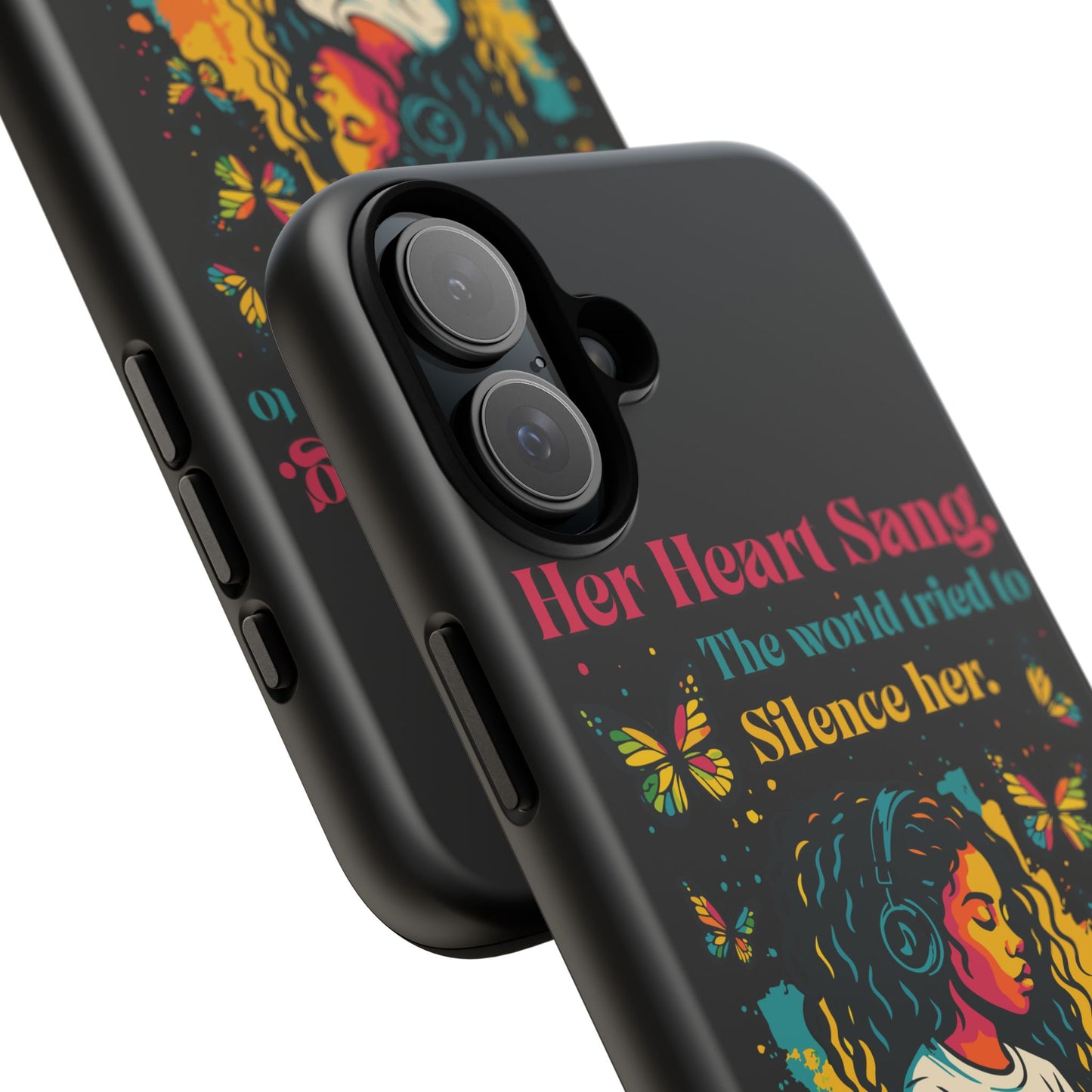 Her Heart Sang Phone Case — Artistic Empowerment Quote Cover, Motivational Gift for Women, Protective iPhone, Samsung, & Google Case
