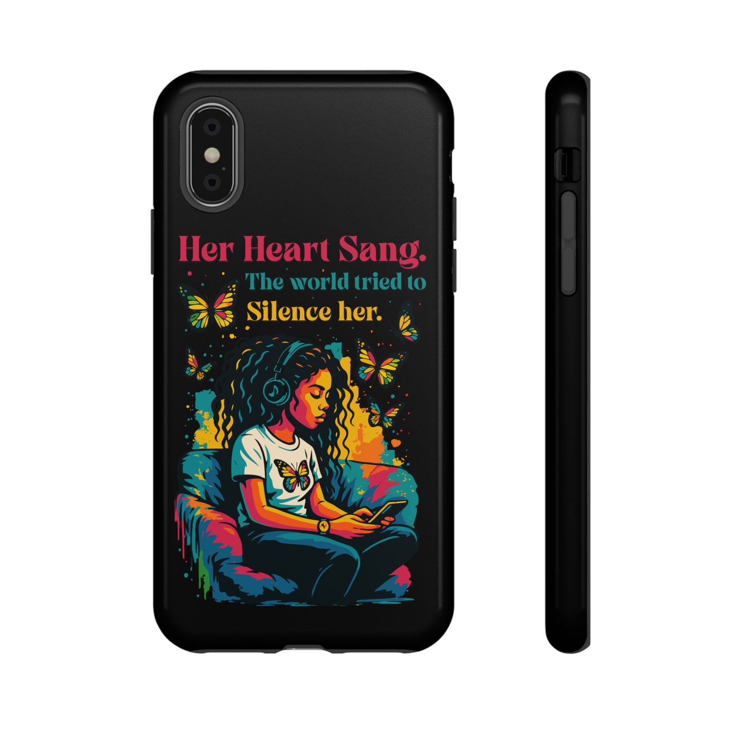 Her Heart Sang Phone Case — Artistic Empowerment Quote Cover, Motivational Gift for Women, Protective iPhone, Samsung, & Google Case