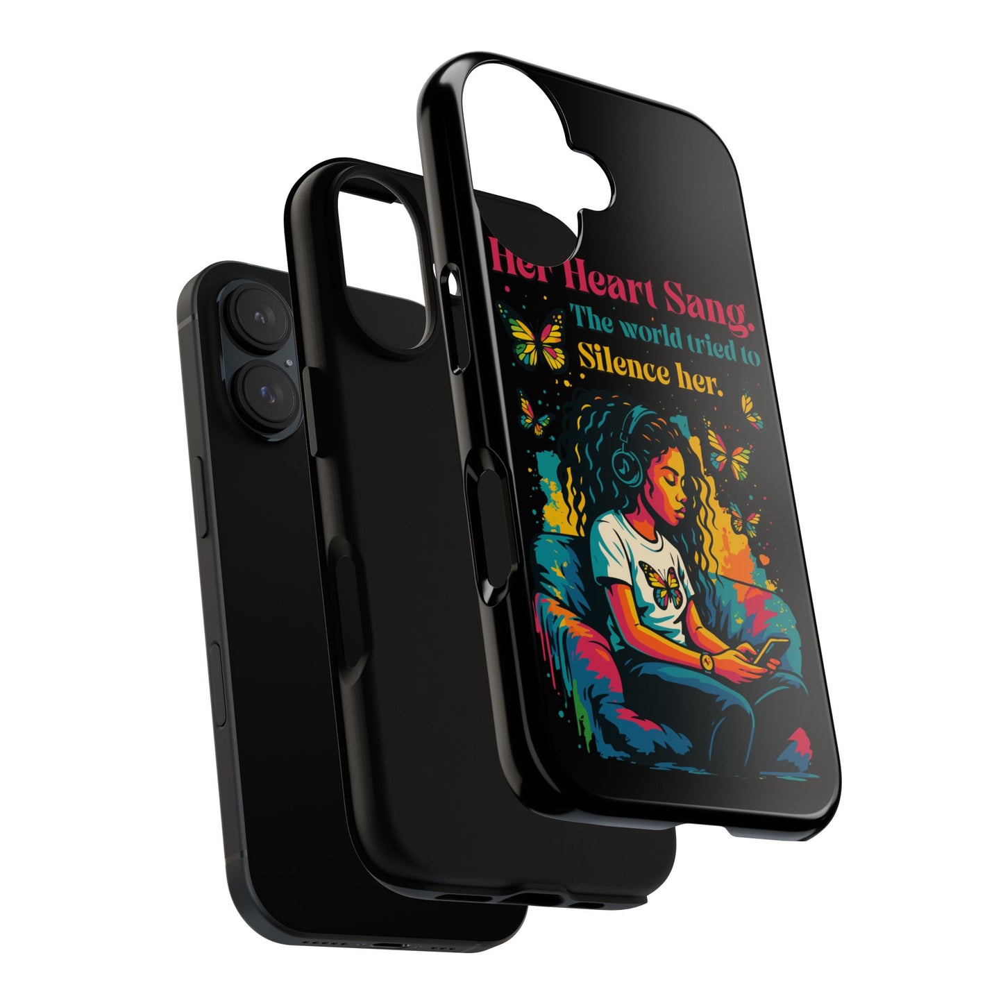 Her Heart Sang Phone Case — Artistic Empowerment Quote Cover, Motivational Gift for Women, Protective iPhone, Samsung, & Google Case