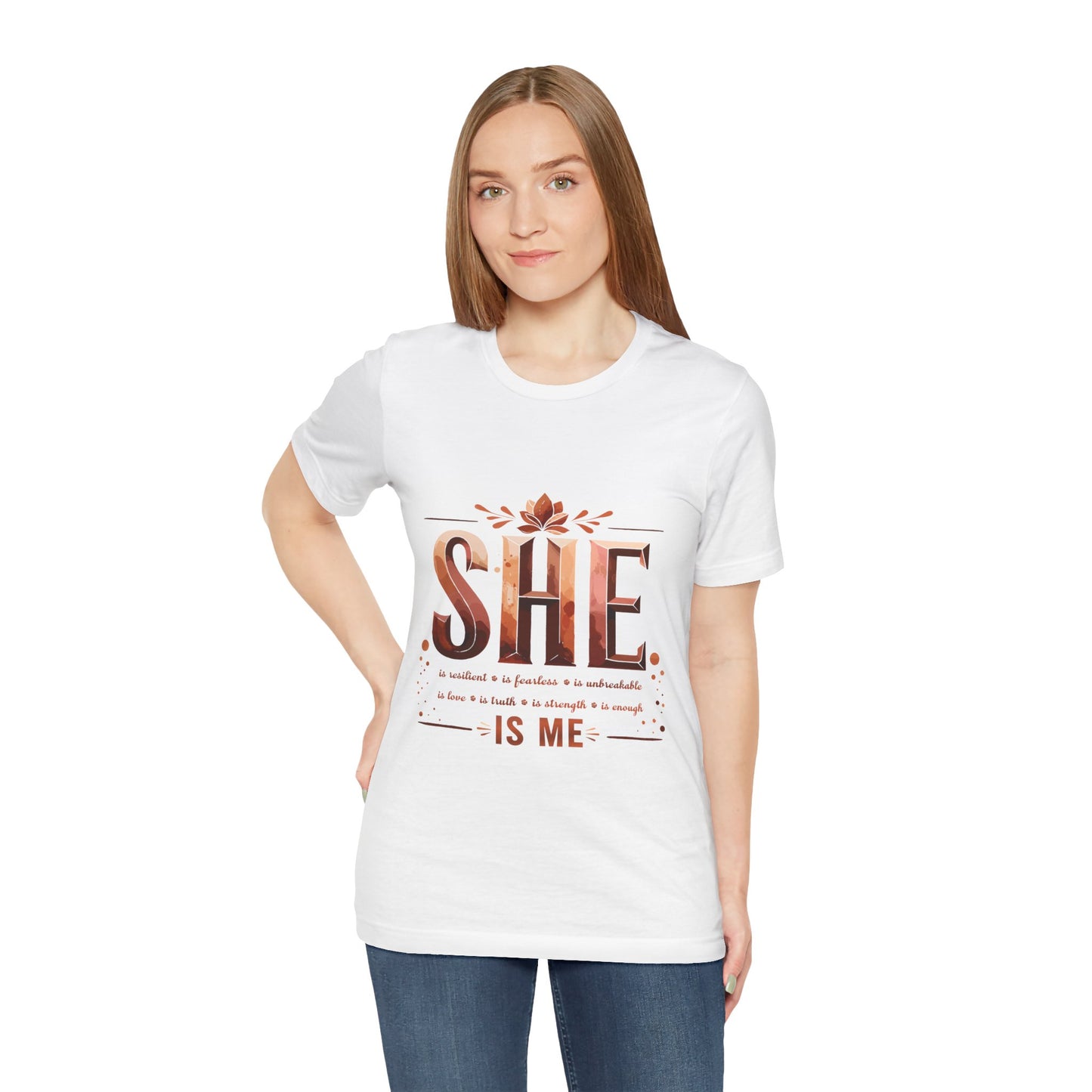 She Is Me Women’s Empowerment Tee | Resilient Strong & Conquered Shirt | Motivational Feminist Graphic Tee | Self-Love & Strength Gift for Her