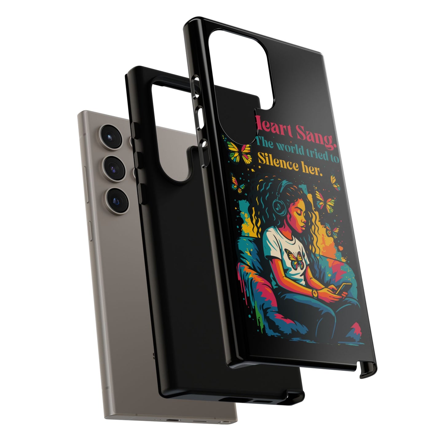 Her Heart Sang Phone Case — Artistic Empowerment Quote Cover, Motivational Gift for Women, Protective iPhone, Samsung, & Google Case