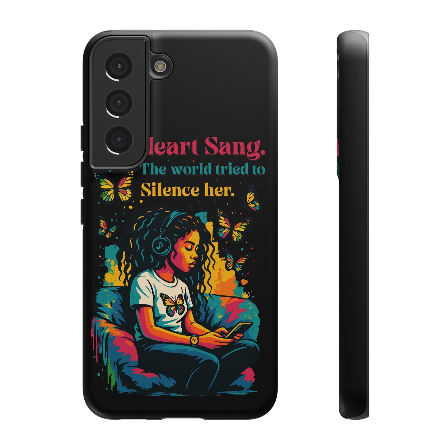 Her Heart Sang Phone Case — Artistic Empowerment Quote Cover, Motivational Gift for Women, Protective iPhone, Samsung, & Google Case