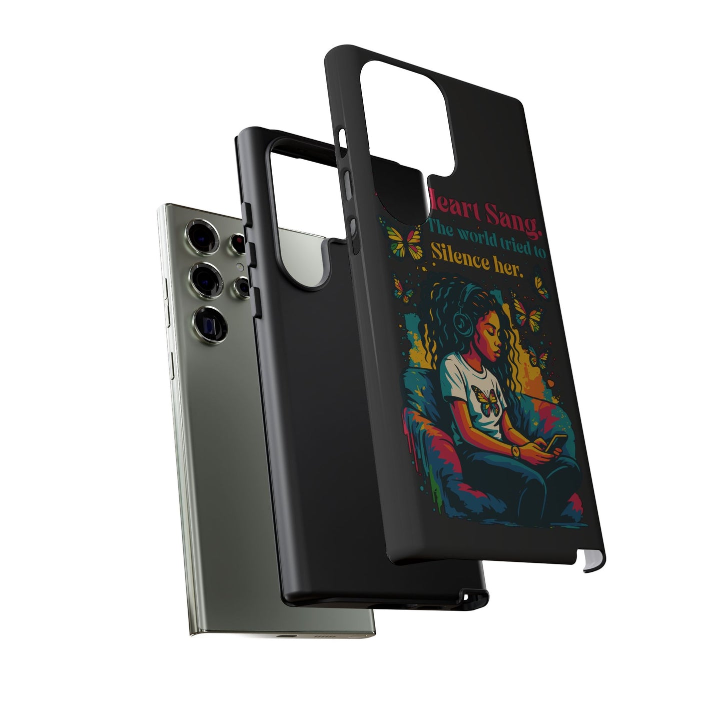Her Heart Sang Phone Case — Artistic Empowerment Quote Cover, Motivational Gift for Women, Protective iPhone, Samsung, & Google Case