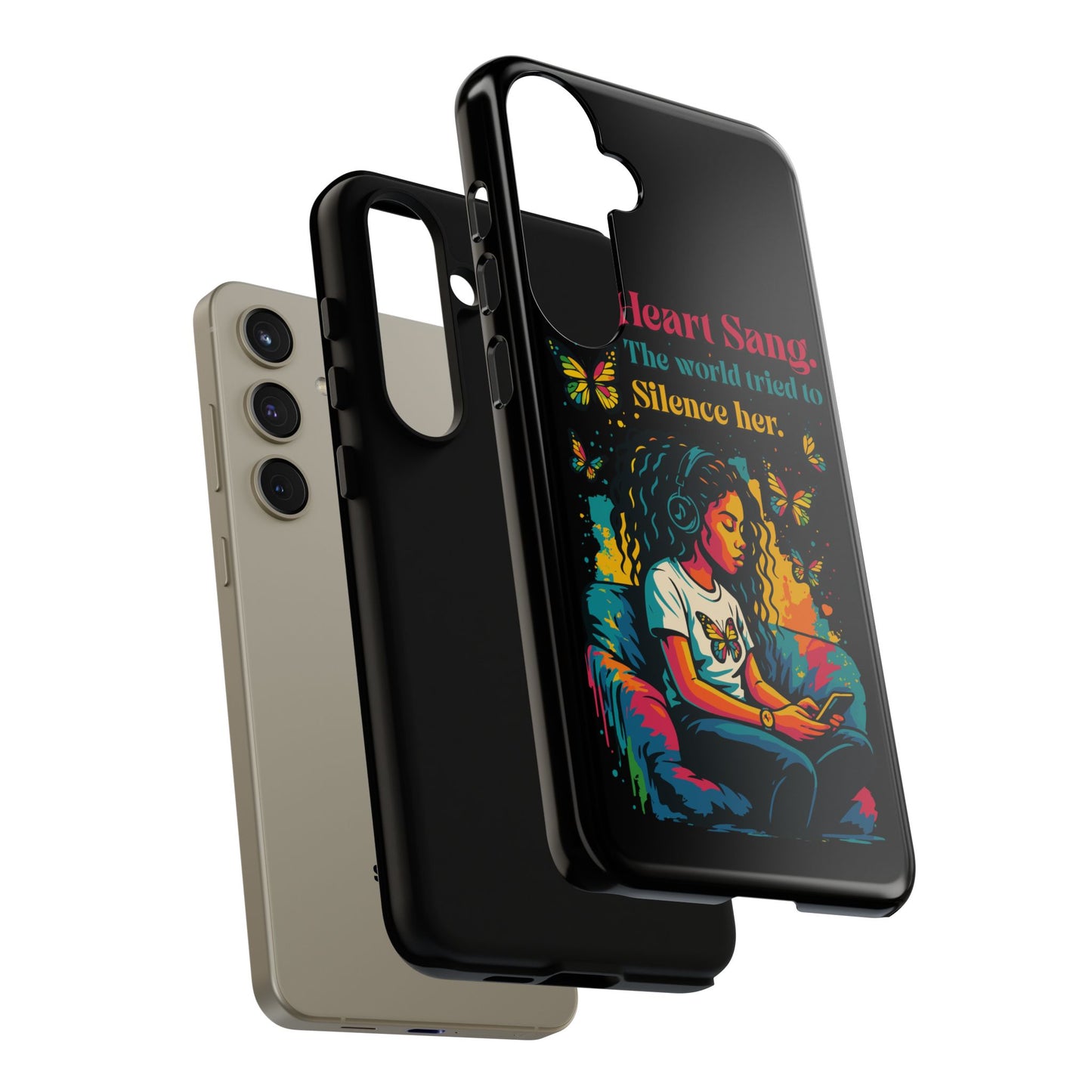 Her Heart Sang Phone Case — Artistic Empowerment Quote Cover, Motivational Gift for Women, Protective iPhone, Samsung, & Google Case