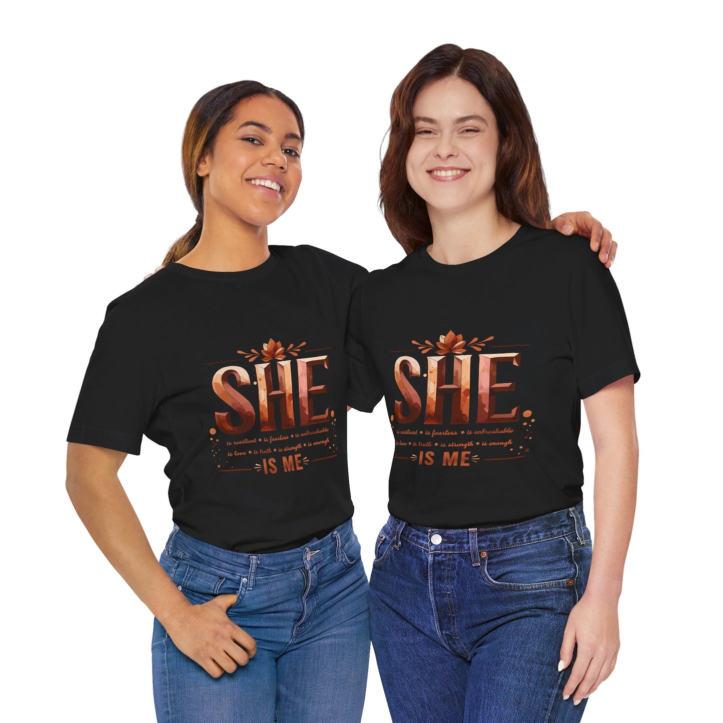 She Is Me Women’s Empowerment Tee | Resilient Strong & Conquered Shirt | Motivational Feminist Graphic Tee | Self-Love & Strength Gift for Her