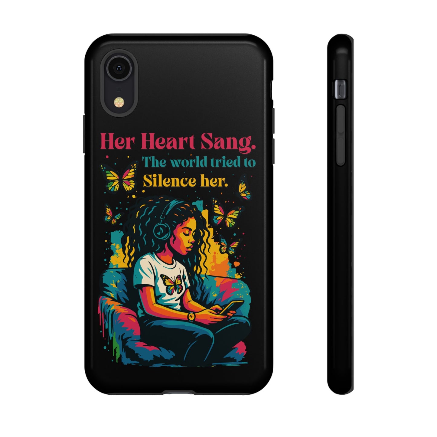 Her Heart Sang Phone Case — Artistic Empowerment Quote Cover, Motivational Gift for Women, Protective iPhone, Samsung, & Google Case
