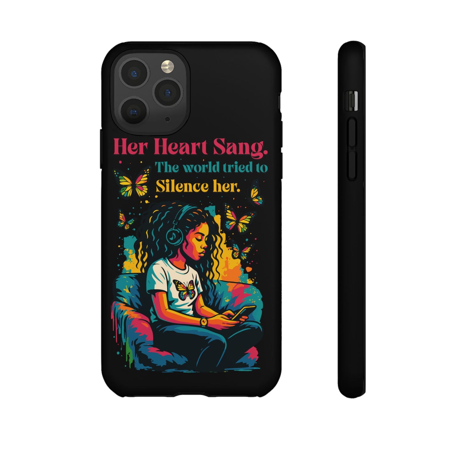 Her Heart Sang Phone Case — Artistic Empowerment Quote Cover, Motivational Gift for Women, Protective iPhone, Samsung, & Google Case